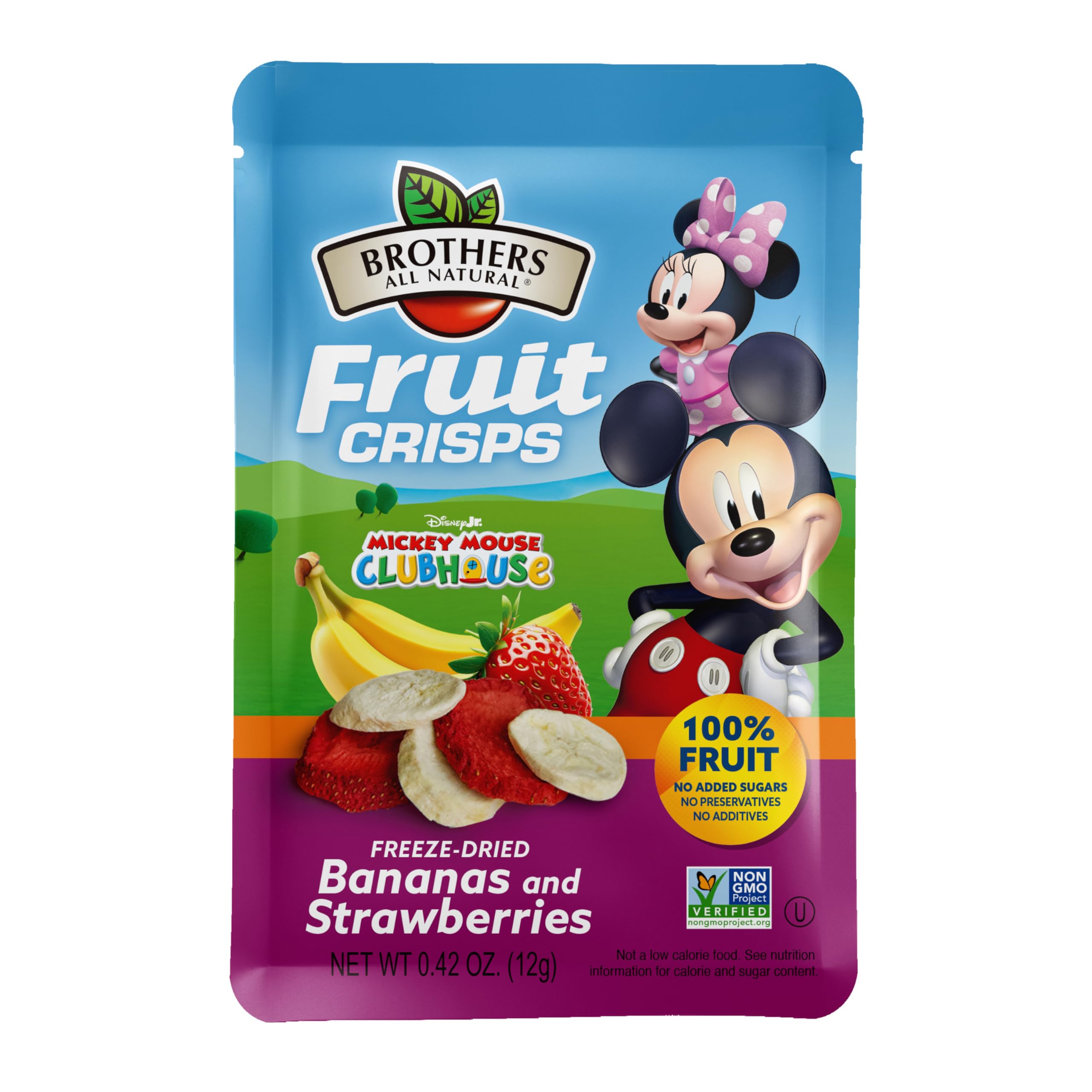 Brothers All Natural Disney Freeze Dried Fruit Crisps, Banana Strawberry, 0.42 Oz (Pack of 12), Made with 100% Fruit, Gluten Free, Soy Free, Vegan,