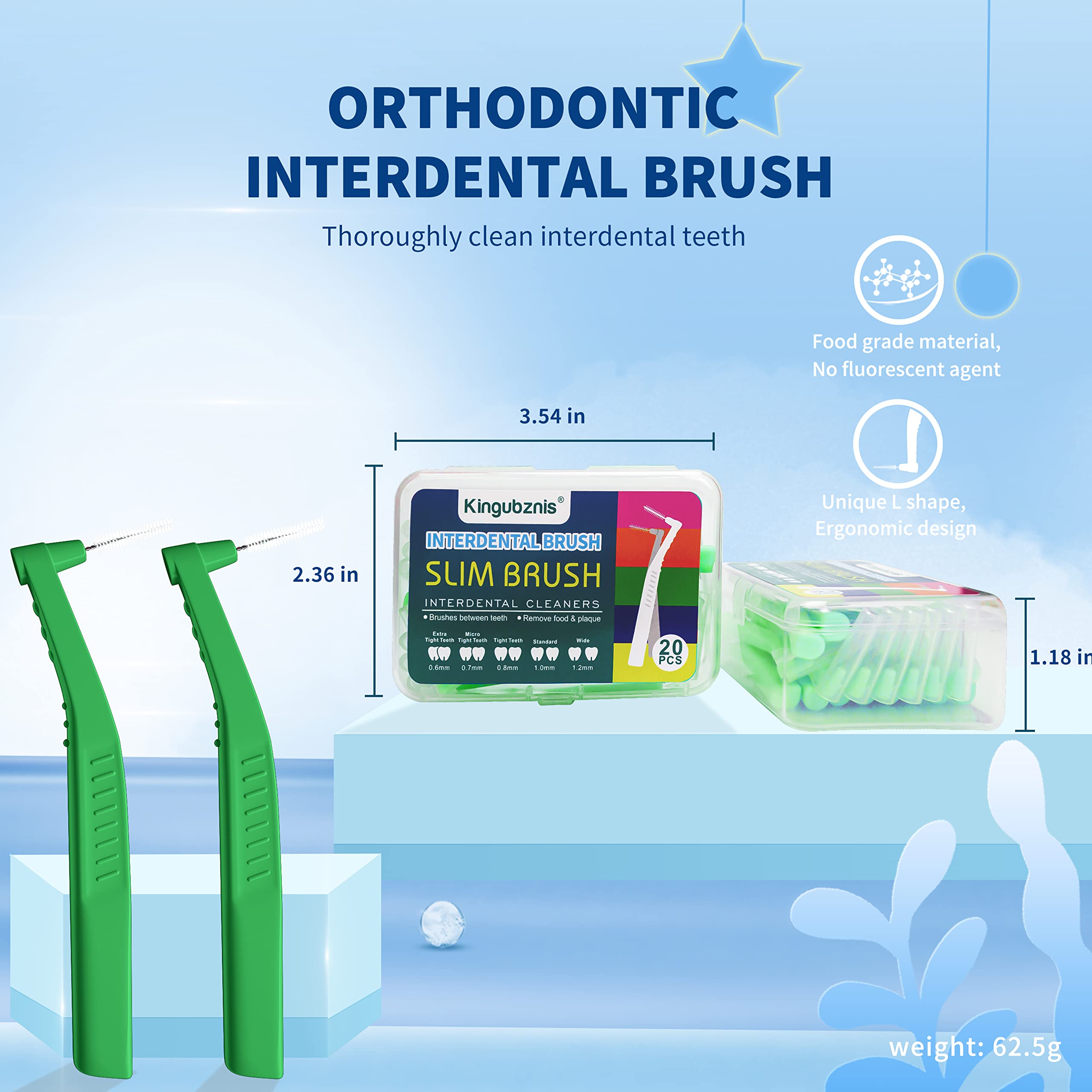 80 cepillos interdentales limpiadores dentales, palillo de dientes, cabeza de hilo dental, cepillo de higiene dental, cepillos angulares interdentales con funda portátil, fácil de usar para limpieza
