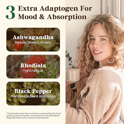 Miniatura 6 de Fidus Suplemento en polvo de 16 hongos con 17,300 mg, 90 porciones diarias de café de hongos alternativa para inmunidad, concentración y energía con