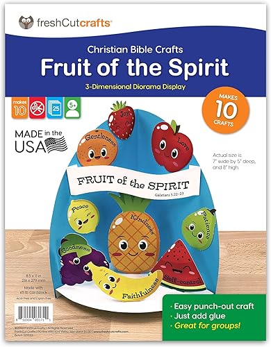 Miniatura 1 de FreshCut Crafts Fruit of The Spirit Easy 3-D Punch Out Bible Craft Kit  Hace 10 manualidades de exhibición de mesa para la escuela dominical aulas