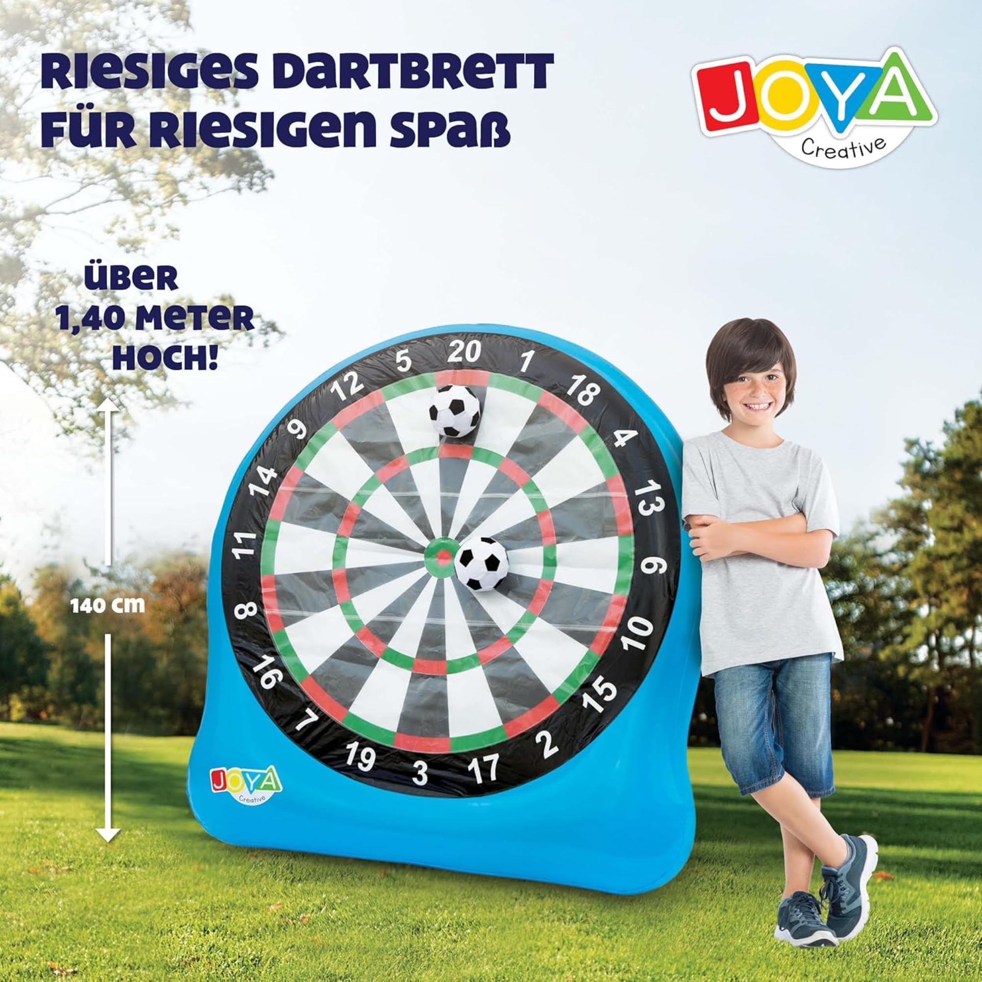 Fußball Dart XXL aufblasbar - Fußballdart Set für Outdoor - XXL Fussballdart für Garten - Inkl. 3 Bälle & Reparaturset - Ideal für Gartenpartys, Events & Familientreffen