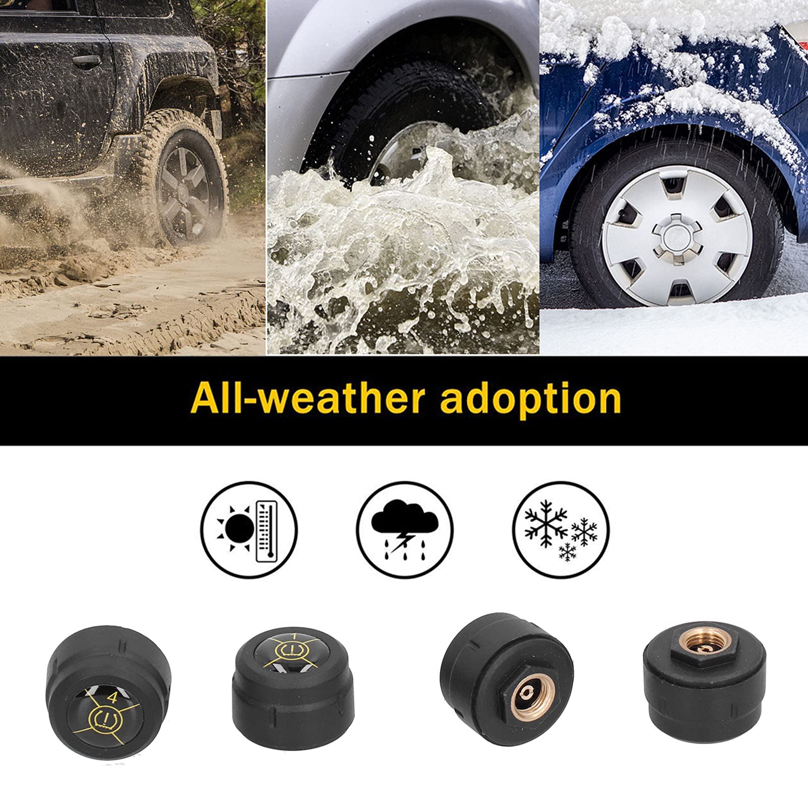 Bandenspanningscontrolekit Bluetooth 5.0 Bandenspanningssensor Realtime Monitoring IP67 Waterdicht met Externe Sensoren Bevestigingsschroeven Montagesleutel