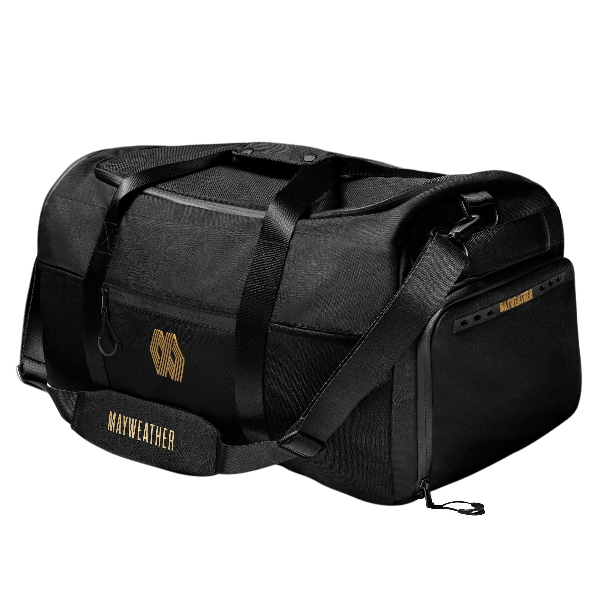 Hayabusa Mayweather Airstream Duffle Gym Bag for Women and Men - Black/Gold, 50L, Black/Gold, One size (50L)