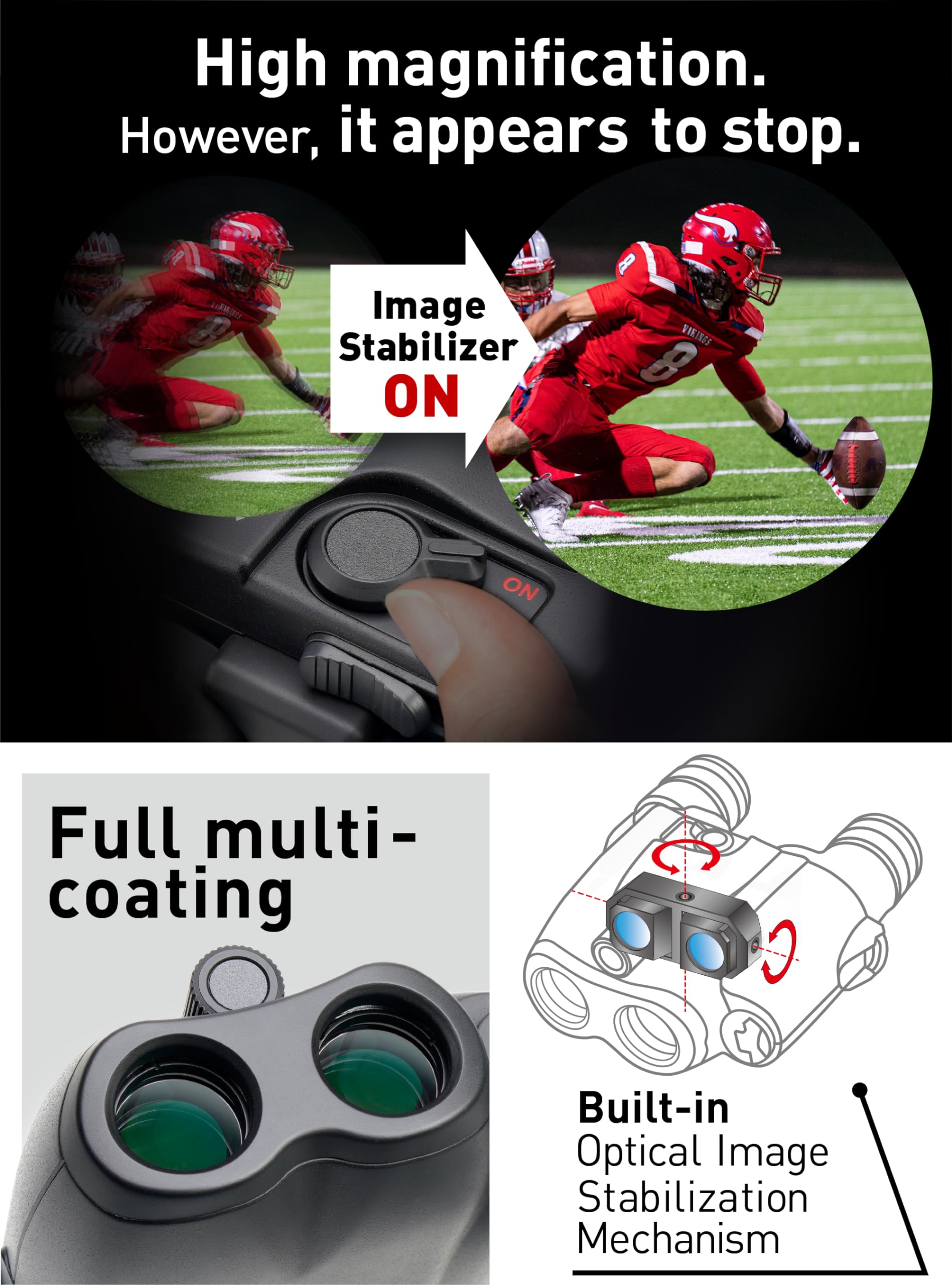 Kenko Image Stabilization Binocular VC Smart Compact Black 12x21, Full-Multi