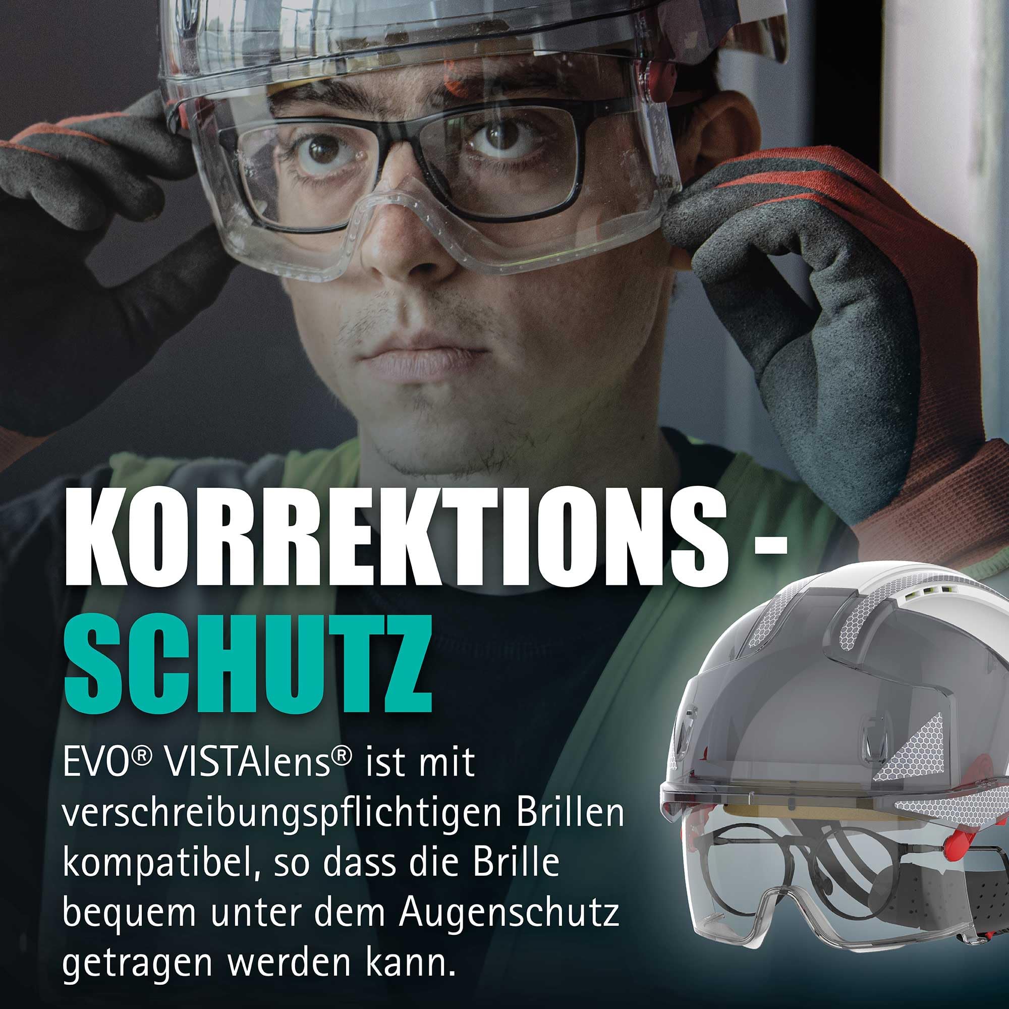EVO® VISTAlens™ Safety Helmet with Integrated Safety Eyewear - White/Smoke (JSP AMB170-005-F00) One Size