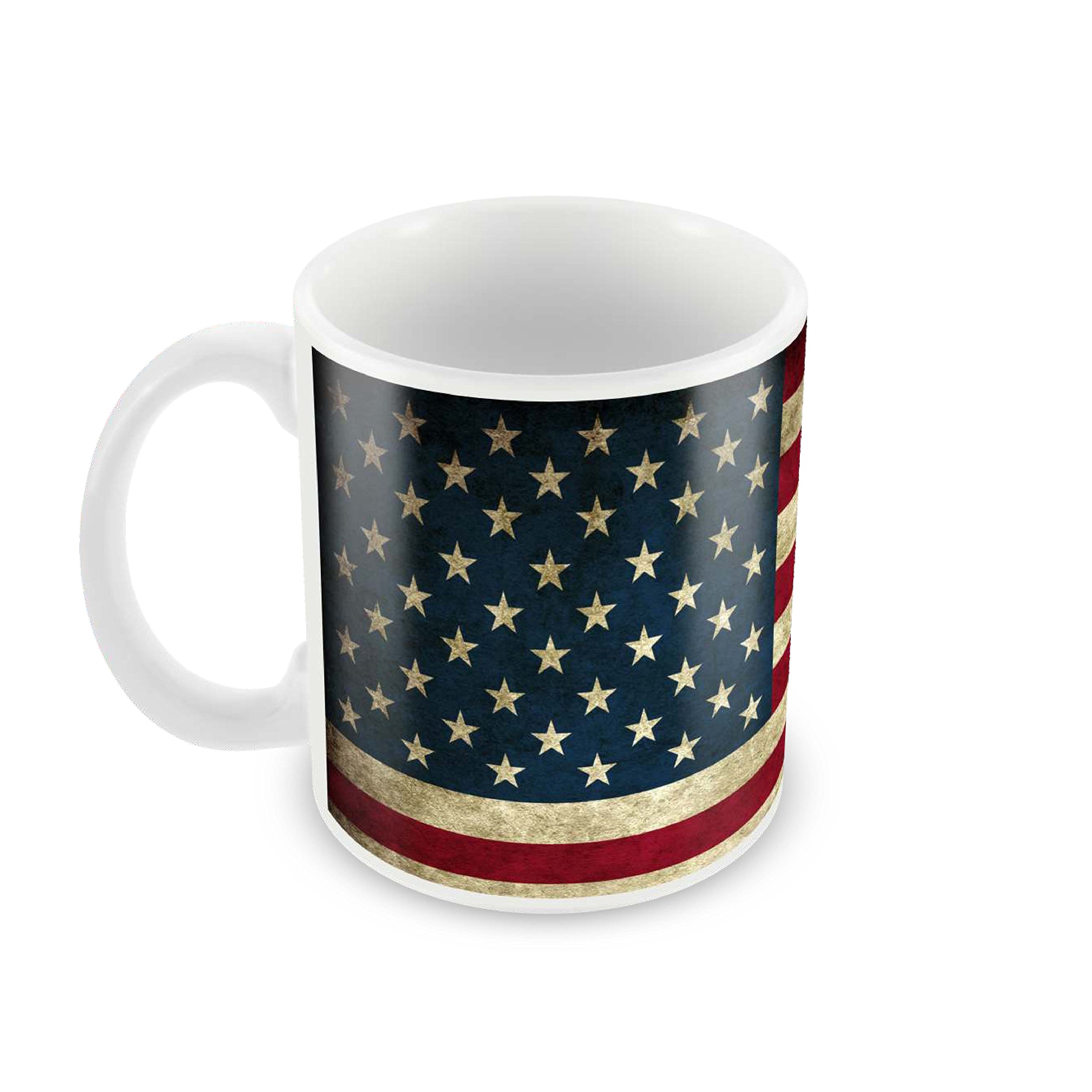 Posterboy Ceramic USA Grunge Flag Round Mug (Standard, Multicolor)
