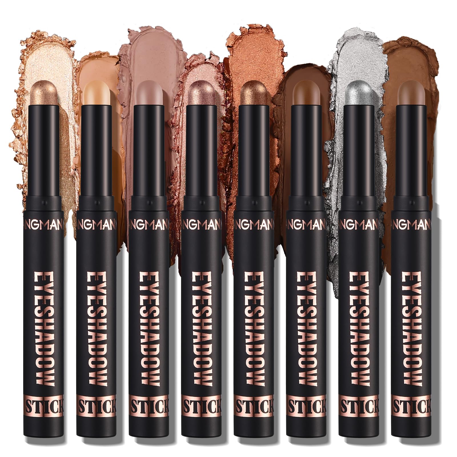 Joyeee Sombra de Ojos en Barra, 8 Colores Sombra de Ojos Brillantes, Sombra de Ojos Lápiz de Larga Duración Impermeable, Color Rico para Maquillaje de Ojos Dimensional