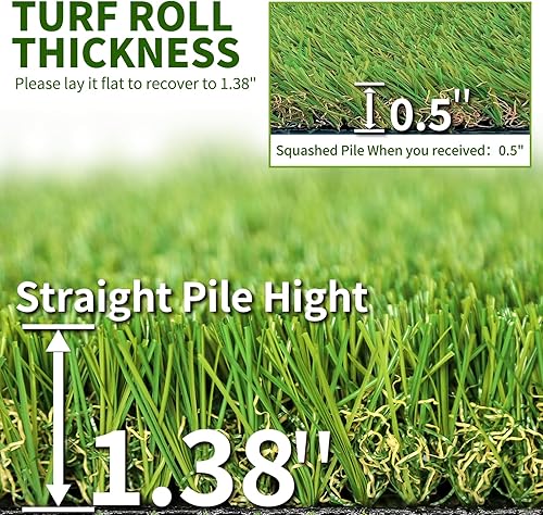 Miniatura 3 de SunVilla 6 pies x 8 pies, césped artificial para interiores y exteriores realista, 6 x 8 pulgadas (48 pies cuadrados), verdeverde olivaamarillo