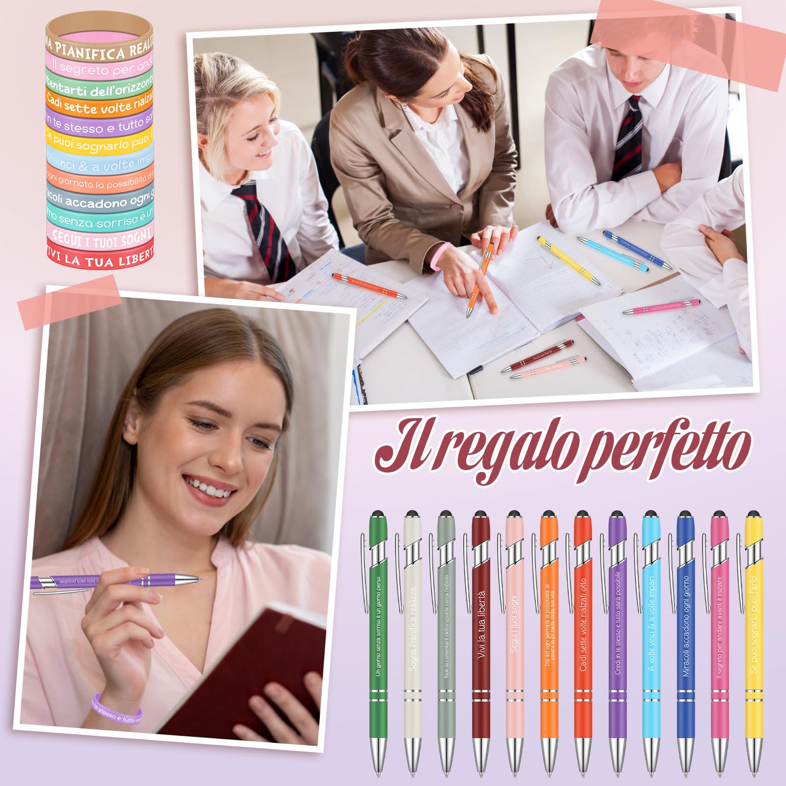 90 Pezzi Tra Braccialetti E Portachiavi Con Frasi Motivazionali – Regalo Ideale Per Lauree, Donne E Studenti – Cinturino In Silicone Colorato Con Sacchetti In Organza