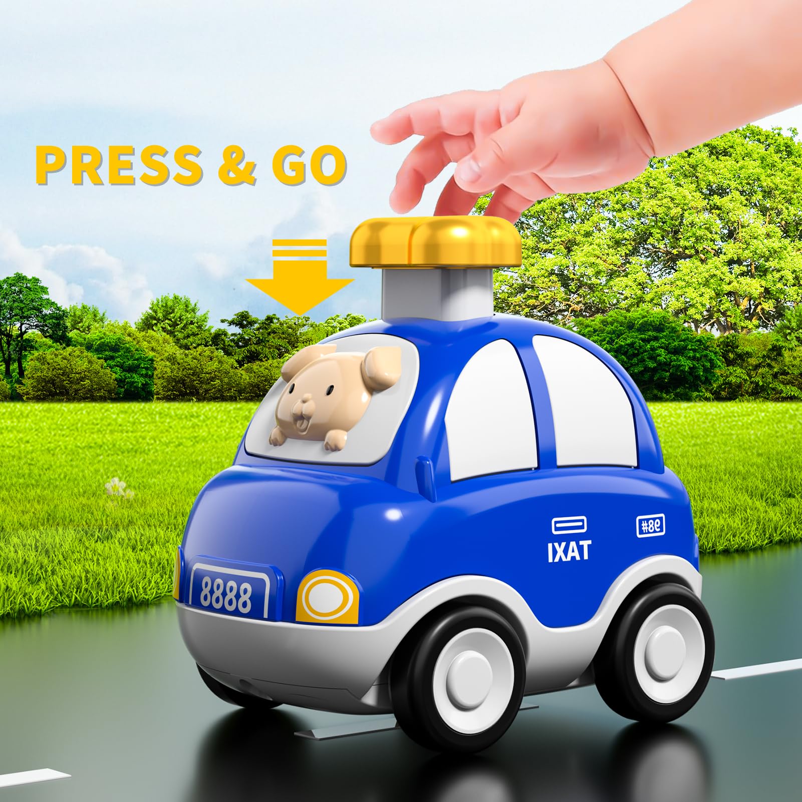 Auto giocattolo per bambini dai 3 anni – Set di 4 Auto degli Animali (Mucca, Cane, Elefante, Leone) | Giocattolo Auto per Bambini per Ragazzi e Ragazze, Giocattolo Educativo Regalo