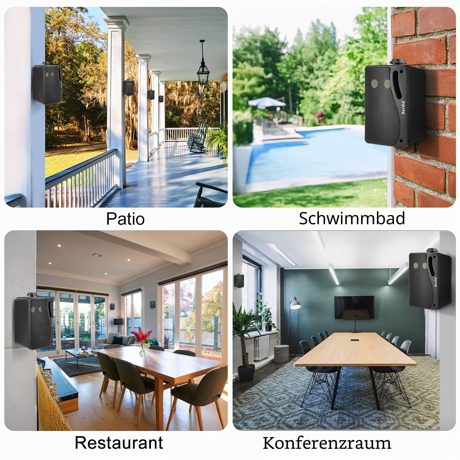 Herdio 3,5 Zoll passive Outdoor-Lautsprecher, kabelgebunden, wasserdicht, Wandmontage, Lautsprecher mit 400 W überlegenem Klang, Allwetter-Haltbarkeit, für Zuhause, Terrasse, Garten, Marine, Boot