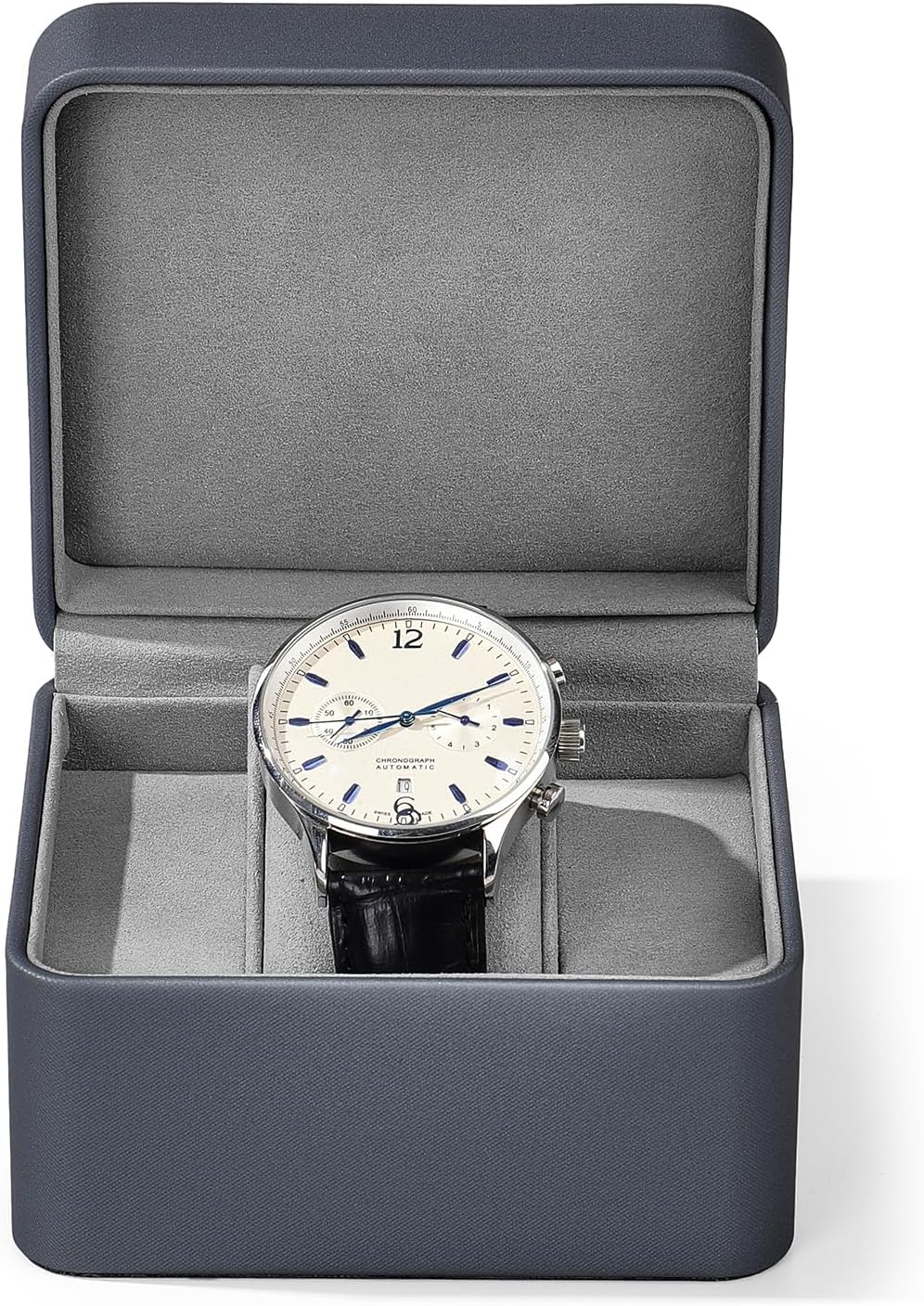 Single Watch Box - Premium PU Leather Gift Case with Removable Pillow, Luxury Watch Storage for Men & Women (Light Grey)