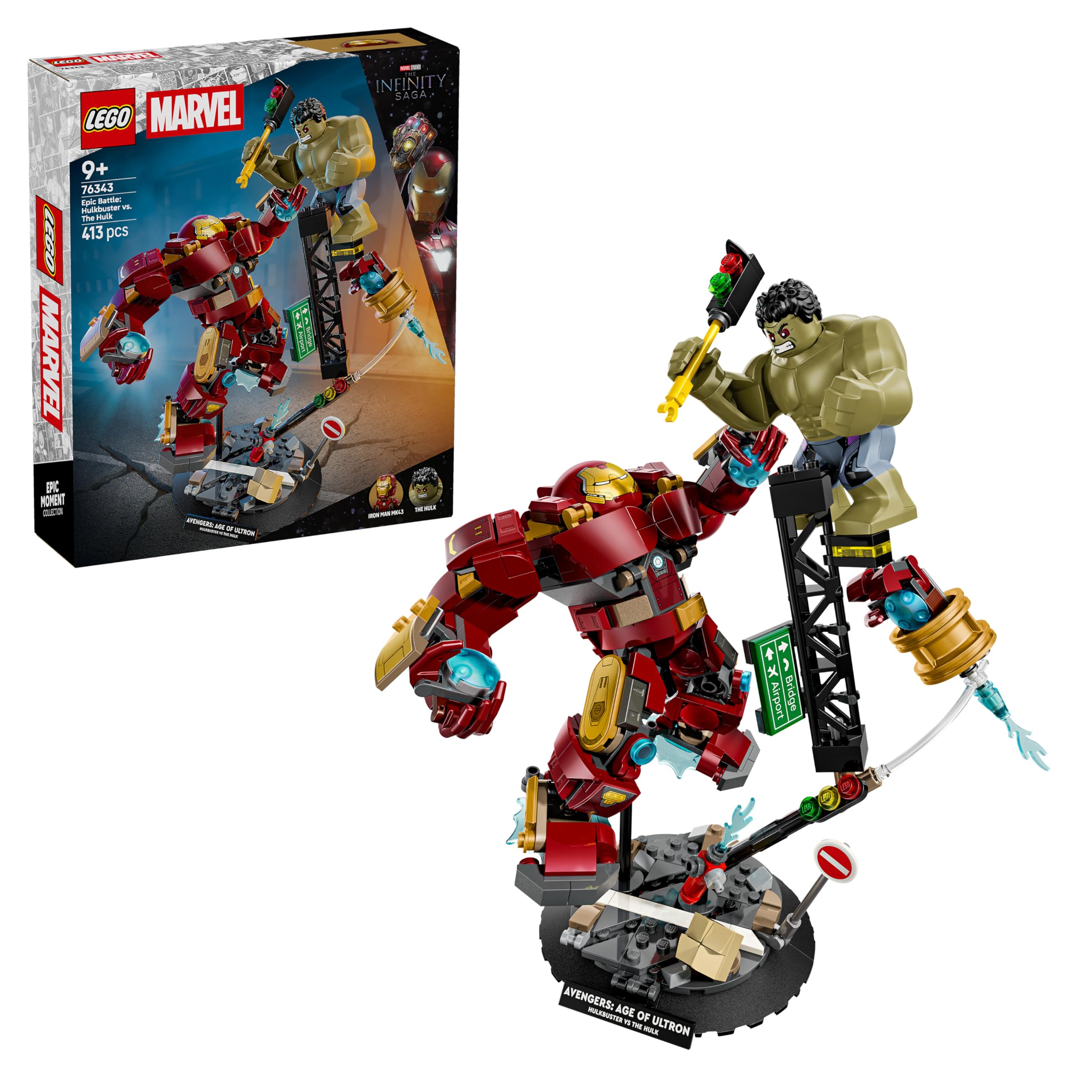 LEGO | Marvel Battaglia Epica: Hulkbuster vs. The Hulk - Giocattolo dei Supereroi con 2 Action Figure e Minifigure di Iron Man - Idea Regalo per Bambini da 9 Anni in su Fan degli Avengers - 76343