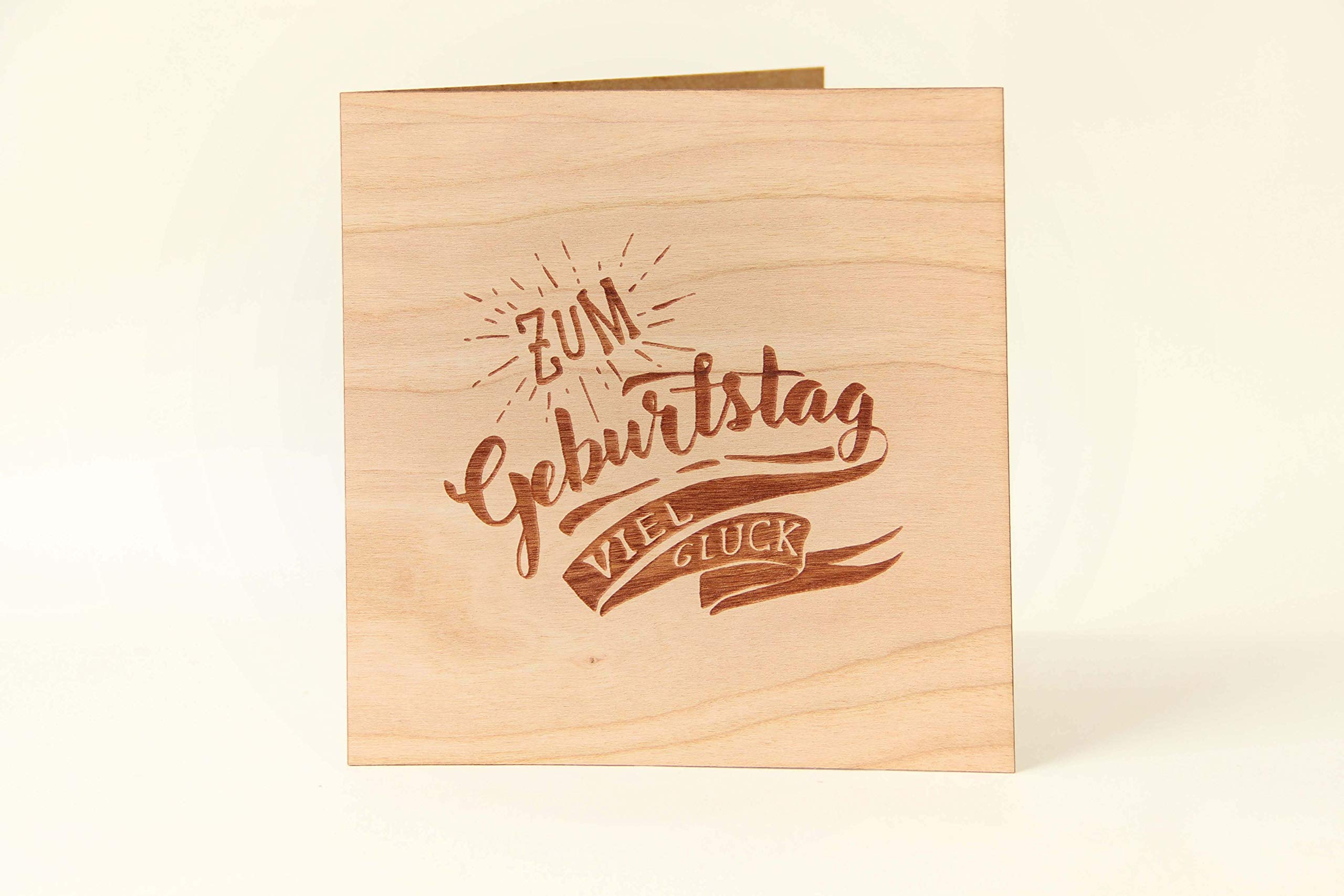 Biglietto di auguri originale in legno - con scritta - 100% Made in
