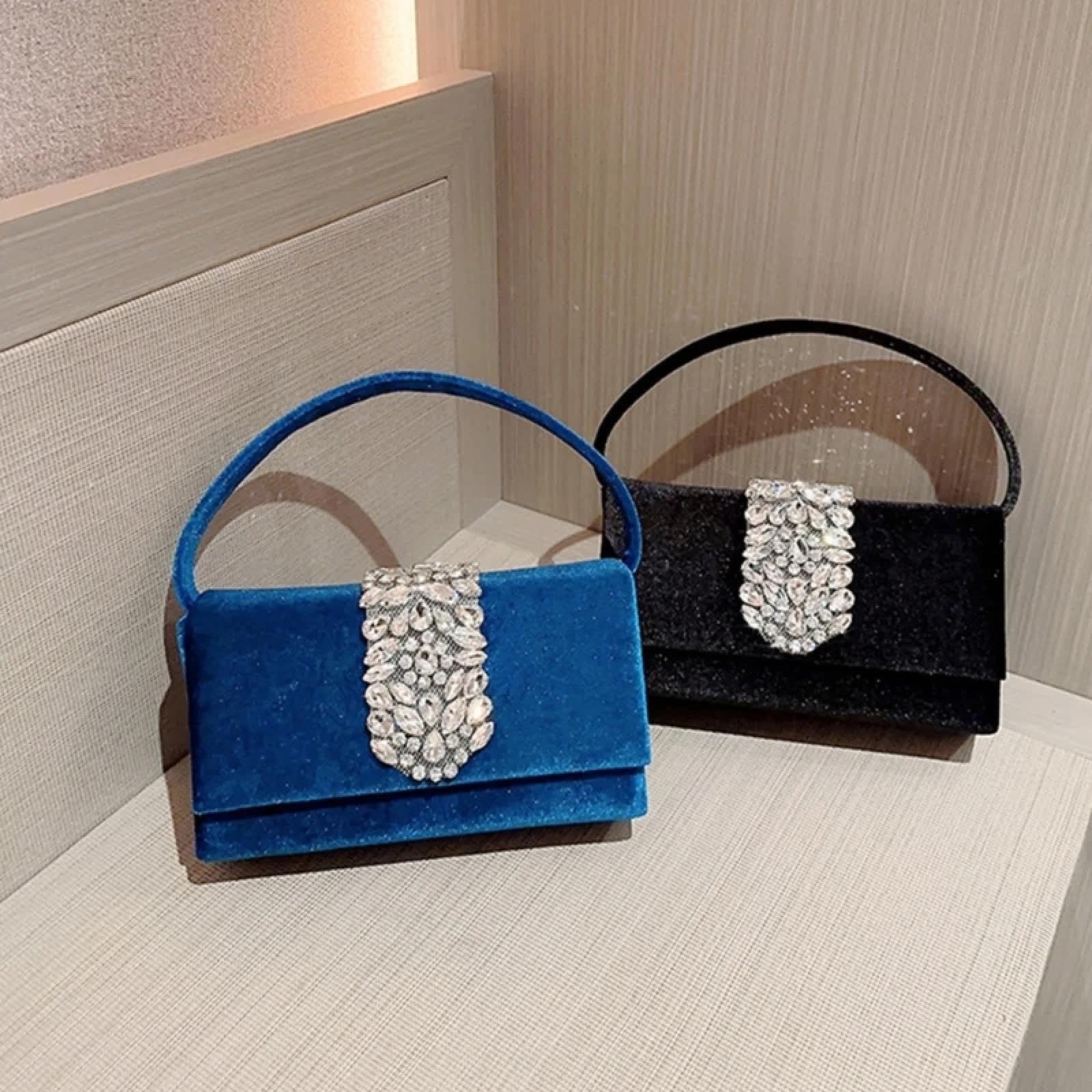 Pochette Donna Borsa da Sera alla Moda in Velluto per Feste E Balli di Fine Anno Pochette da Sposa Elegante Borsa A Tracolla con Catena da Donna