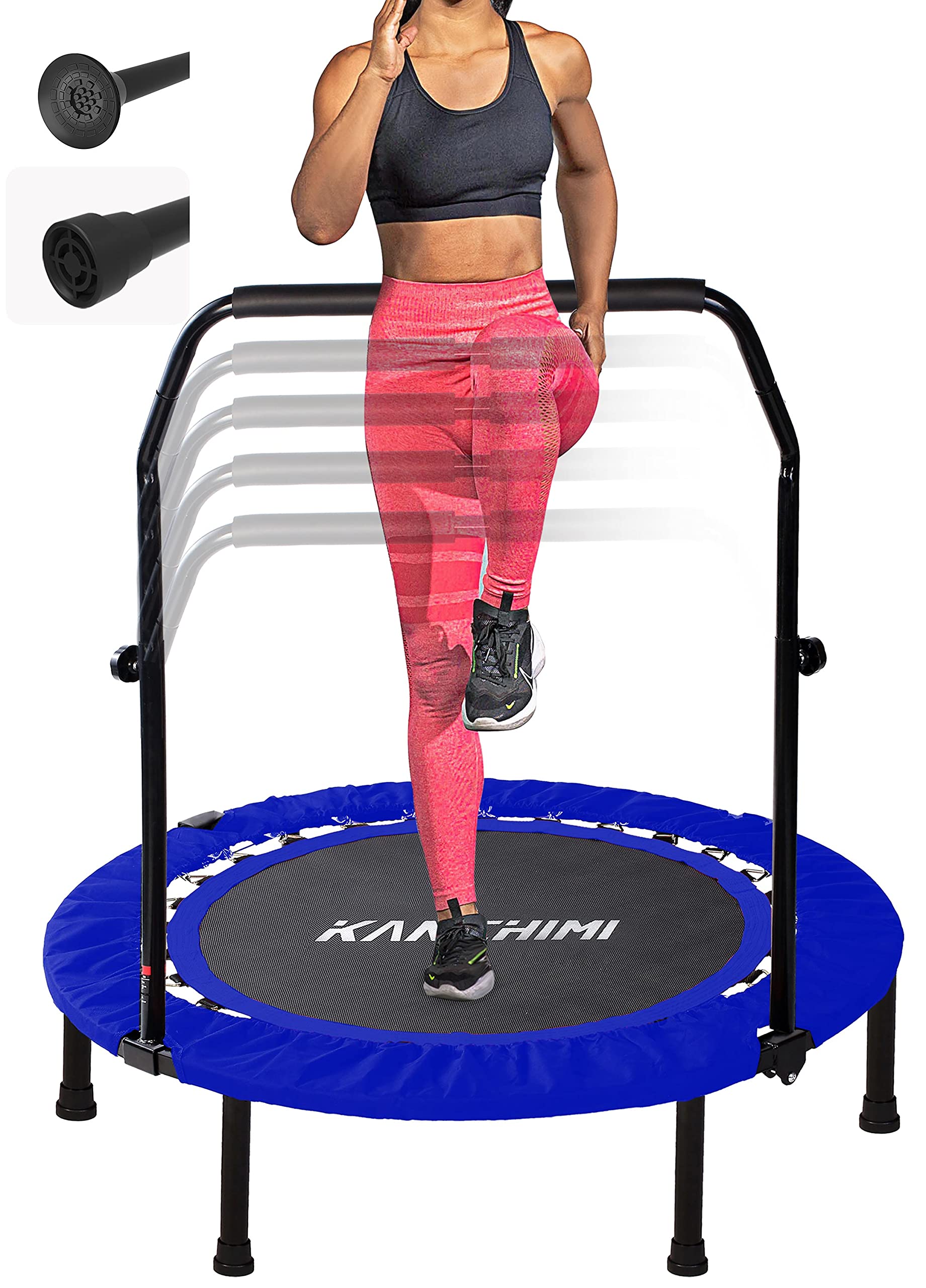 Kanchimi 40" Folding Mini Fitness Indoor Exercise Workout Rebounder Trampoline with Handle, Max Load 330lbs