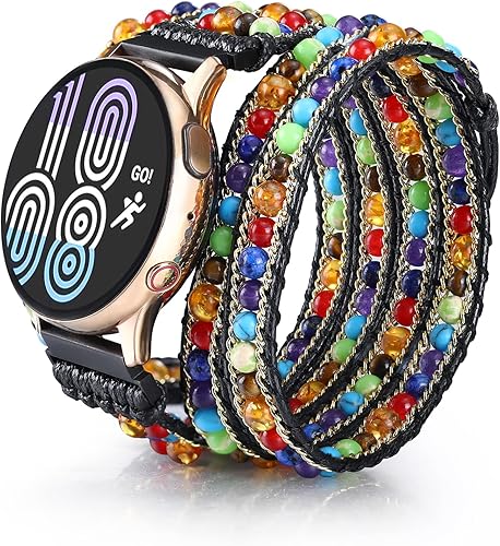 CHARMINGO Correa de reloj bohemia con cuentas de 0.78 pulgadas compatible con Samsung Galaxy Watch 45Active 2 Watch Band de 1.575 pulgadas, 1.732