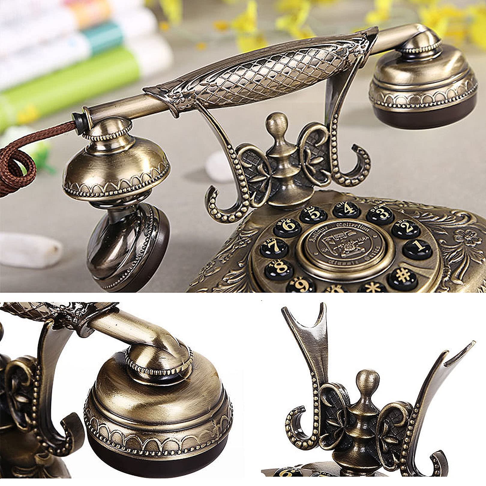 Telefon przewodowy, styl europejski, zabytkowy, stary telefon do sprzętu stacjonarnego w biurze domowym, stacjonarny stylu retro ，Telefon w stylu vintage