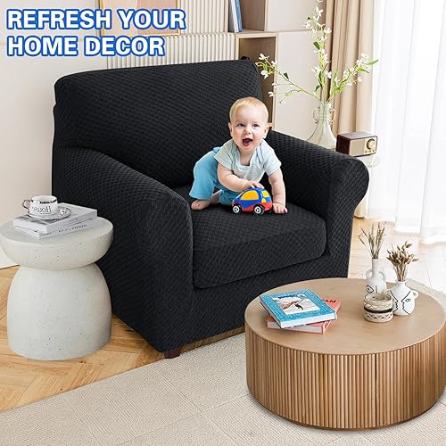 Miniatura 2 de MAXIJIN funda para sofá de 4piezas, para sofás de 3plazas, muy elástica, no se desliza, para perros, para mascotas, protector elástico de muebles de