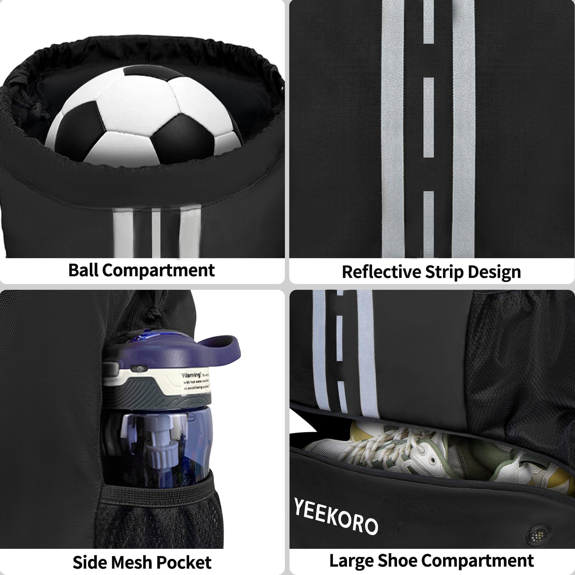 Zaino da calcio multifunzionale, per sport, palestra, con scomparto separato per scarpe e pallacanestro