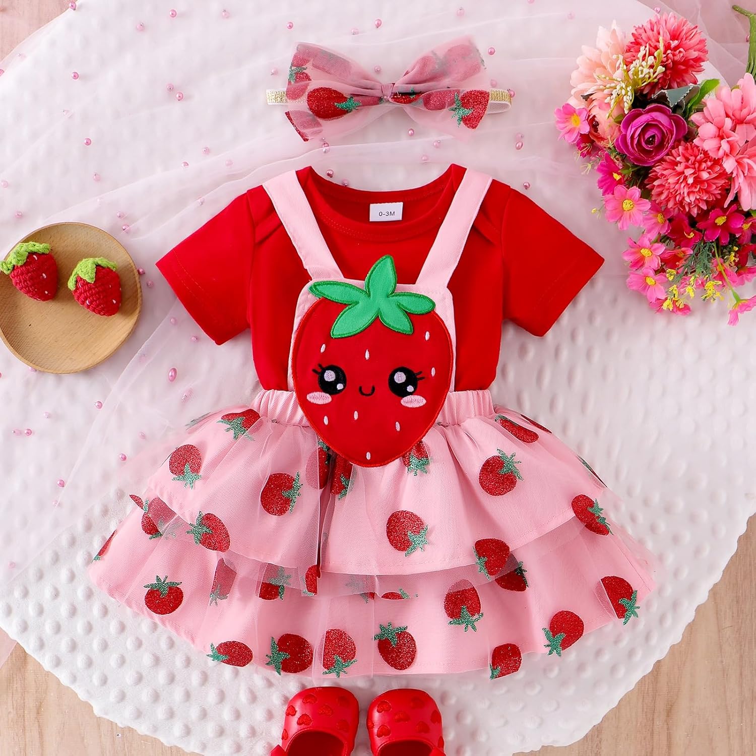 Baby Girl Clothes Newborn Ruffle Romper Cartoon Suspender Skirt Bow Headband Infant Summer Outfits 0-18 Months - Image 9