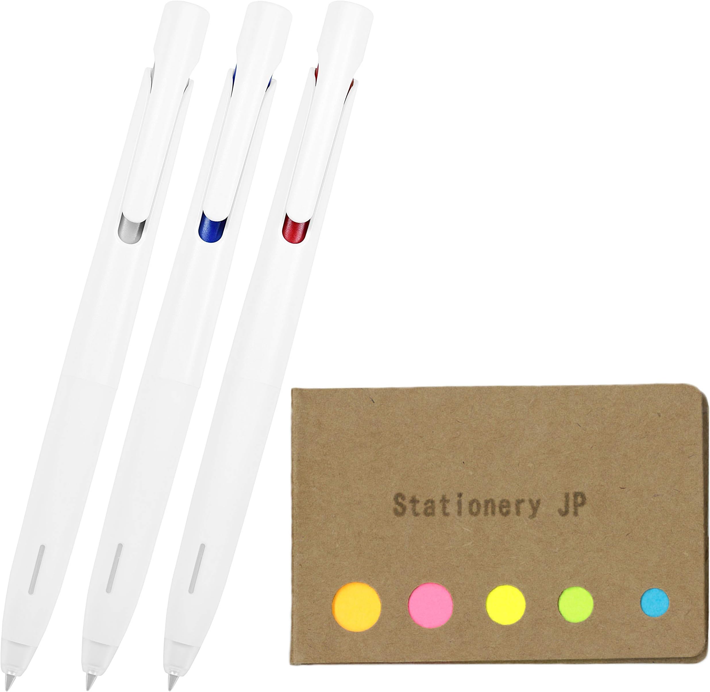 Zebra Blen Retractable Ballpoint Pen, Bold Point 0.7mm, White Body, 3 Colors Ink, Sticky Notes Value Set