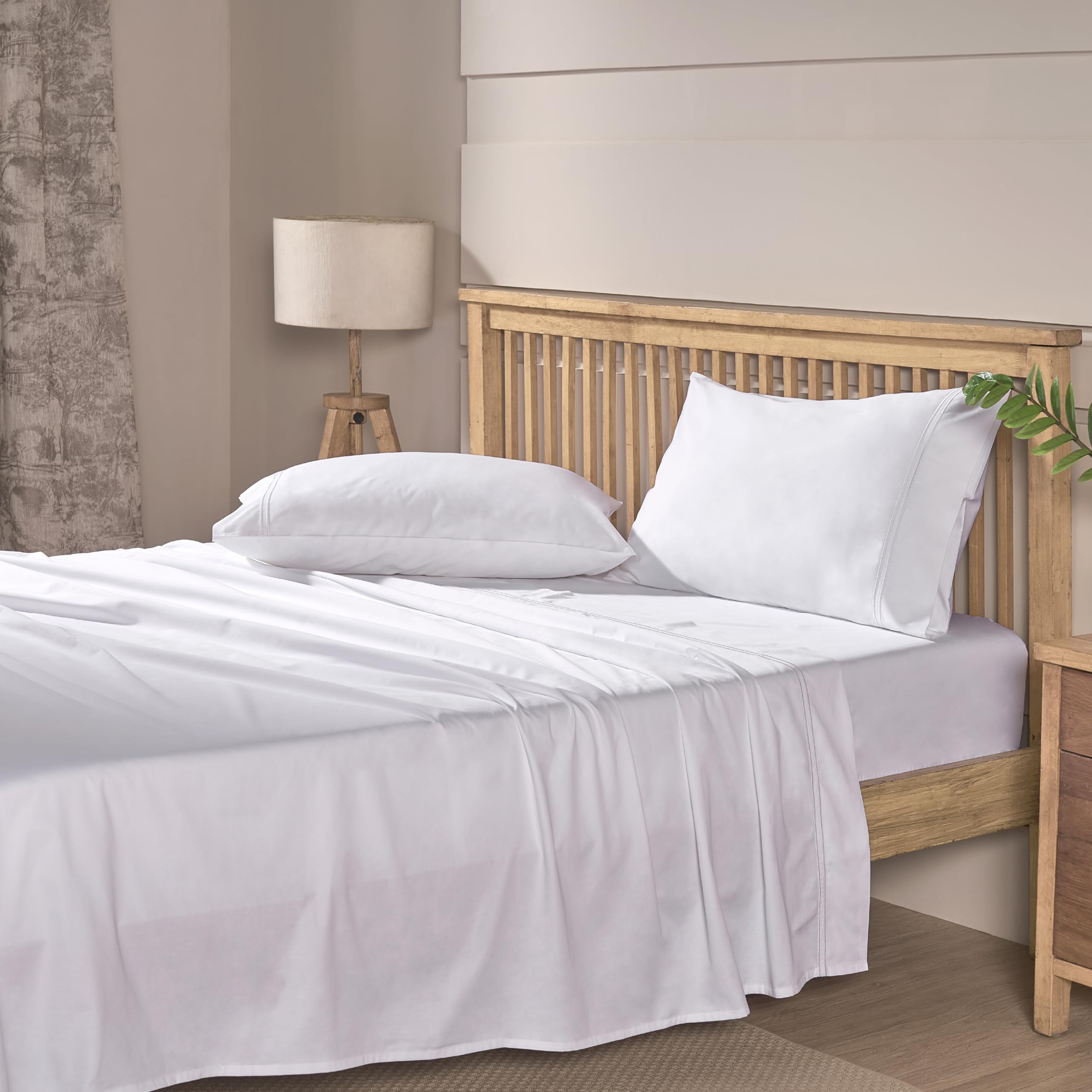 Photo 1 of ***ONLY BLANKET AND TOP SHEET*** Mayil Manor King Size Sheets Set | 100% Natural Cotton Bed Sheets | 500 TC Single-Ply Sateen Weave Breathable & Hypoallergenic Solid 4-Piece Bedding with Deep Pocket Fitted, Flat, Pillowcase | White