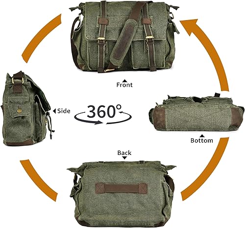 Miniatura 5 de LEATHER VILLAGE Bolsa de lona - Bolsa de mensajero para laptop de 16 pulgadas, hecha a mano, maletín para hombres y mujeres