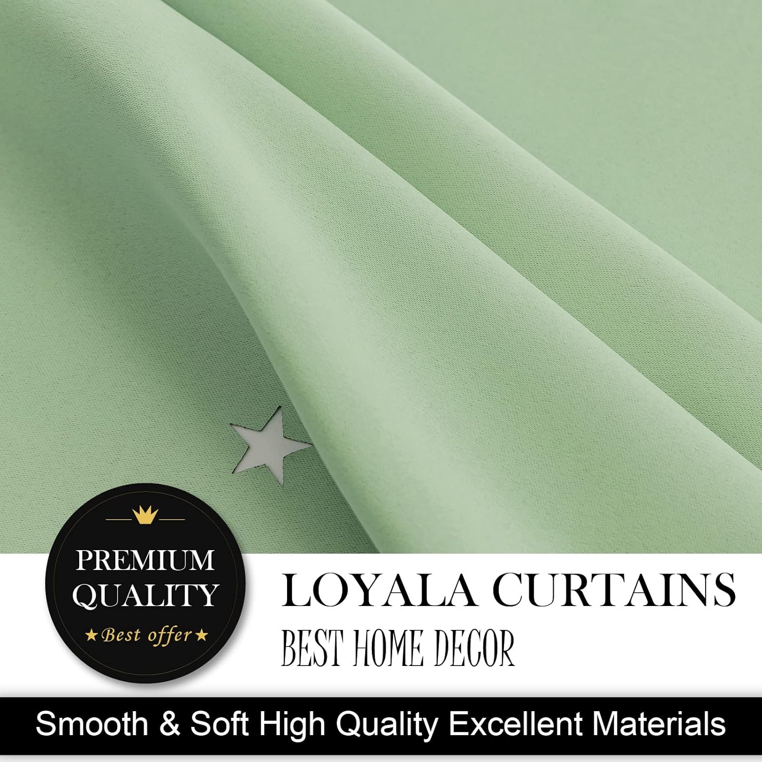 Loyala Stars Blackout Curtains for Bedroom - Double Layer, Kids, Cute - 63 Inch Long, Green, 42 x 63 Inch