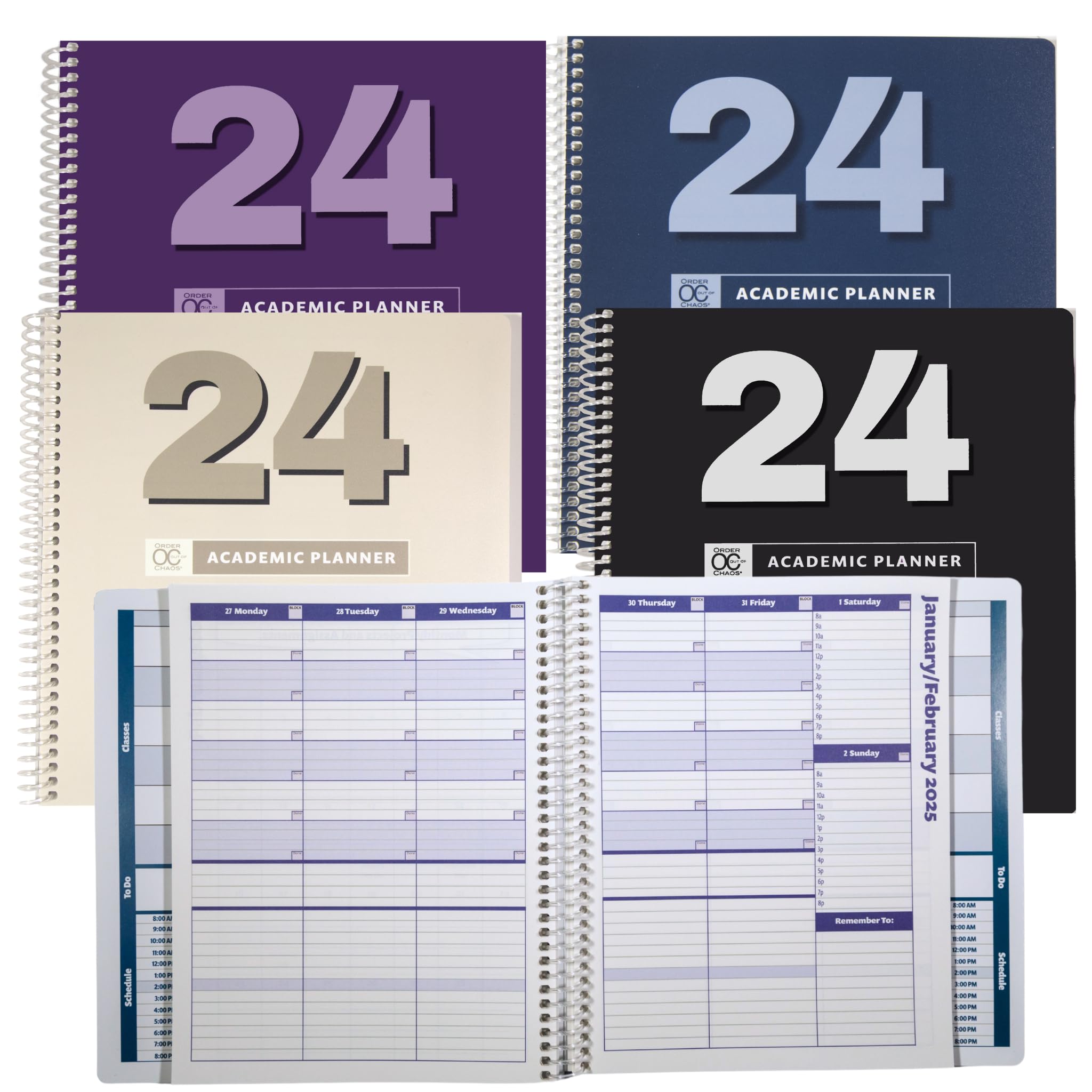 Order Out Of Chaos 2024-25 Academic Planner, Daily, Weekly & Monthly Time Management School Agenda, Size 8.5x8.25 (Midnight)