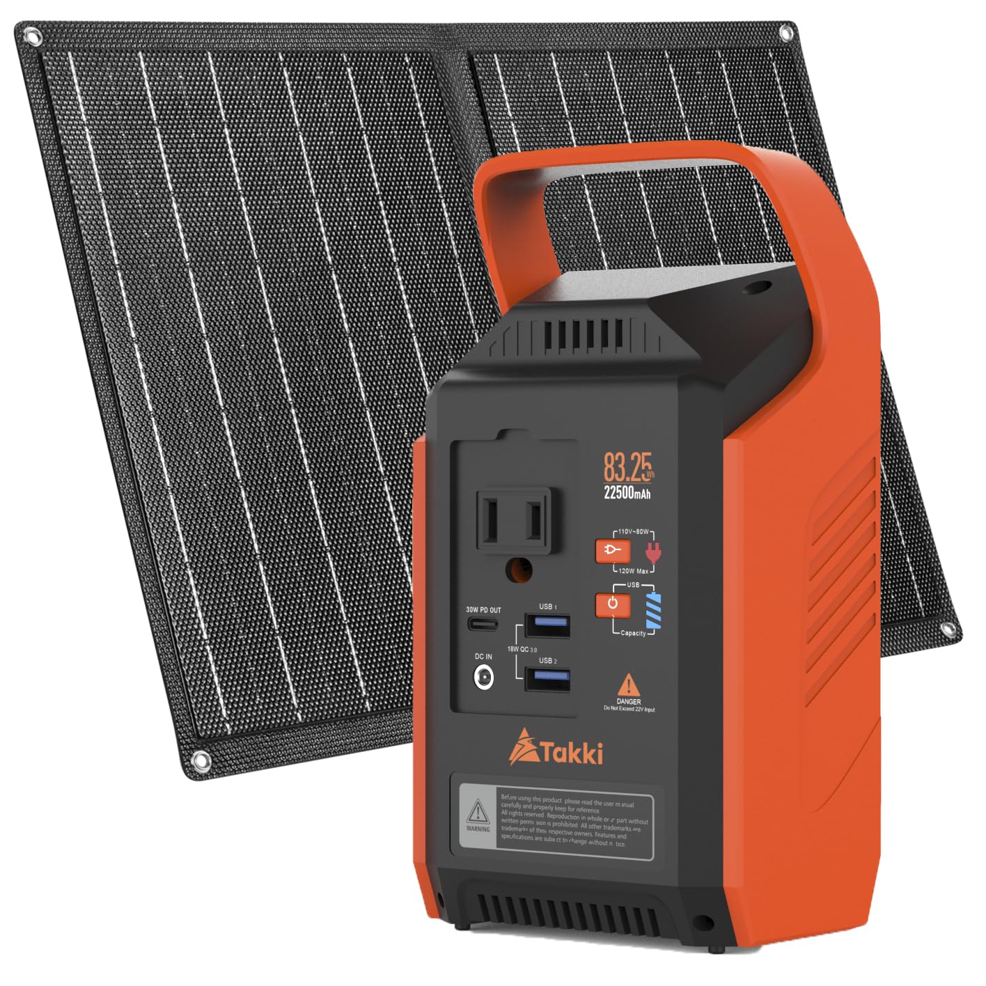 Takki 120W Peak Solar Generator Portable Power Station with Panels 21W Included, 99Wh Solar Power Bank Charger AC Outlet for Camping Emergency Outdoor Tent — view 11