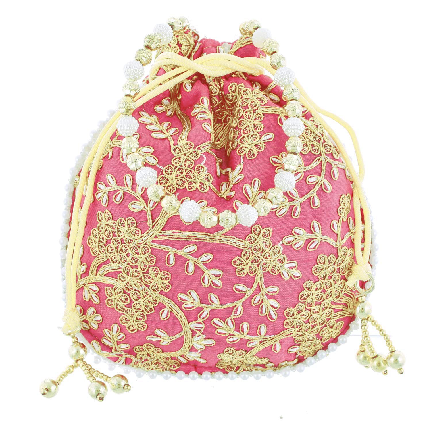Kuber Industries Embroidery Drawstring Potli|Hand Purse With Gold Pearl Border & Handle For Woman,Girls (Light Pink) (B0B8S9NRJ1) Amazon Price History, Amazon Price Tracker