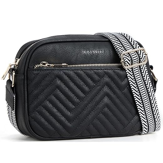 BOSTANTEN Quilted Crossbody Bags for Women Vegan Leather Purses Small Shoulder Handbags with Wide Strap