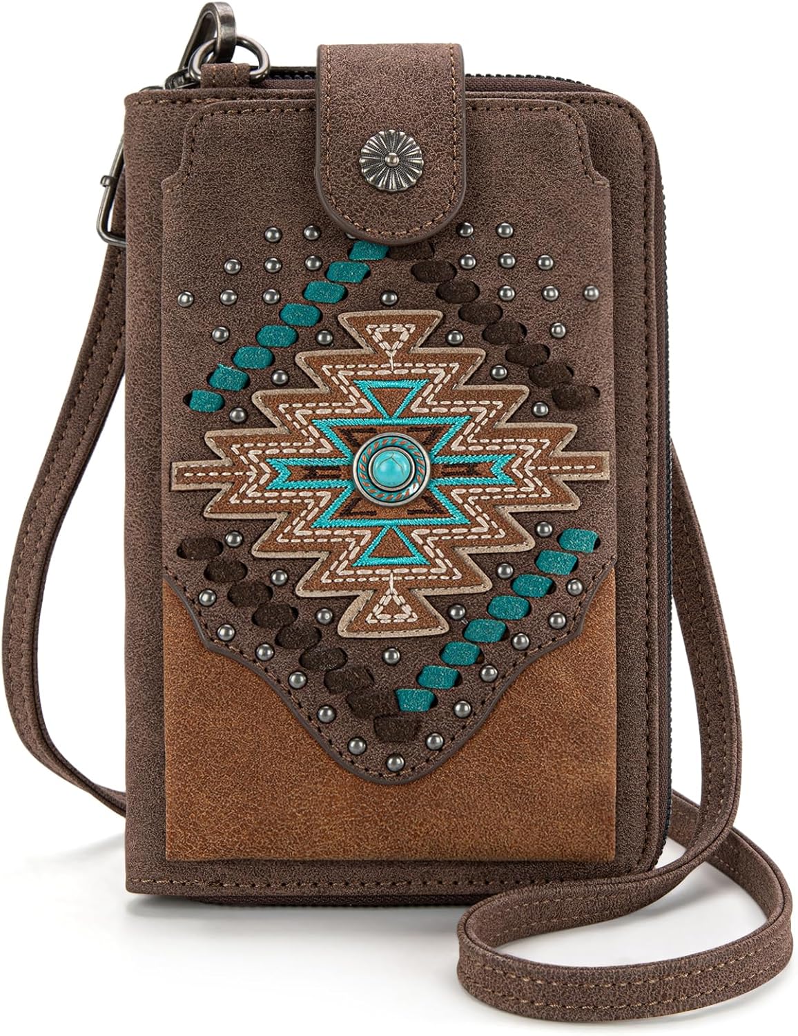 Montana West Small Crossbody Bags for Women Western Phone Wallet Cowgirl RFID Blocking Purse with Card Slots Cash Slots Western Style Crossbody Bag MW1315-183CF