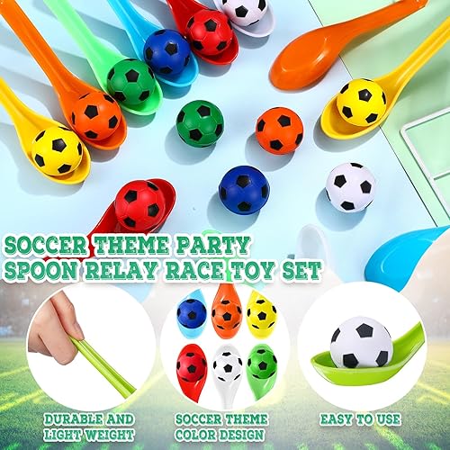 Miniatura 10 de PullCrease Paquete de 12 juguetes de carreras para adolescentes y adultos, juego de carreras de pelota de espuma de fútbol y cuchara para fiesta