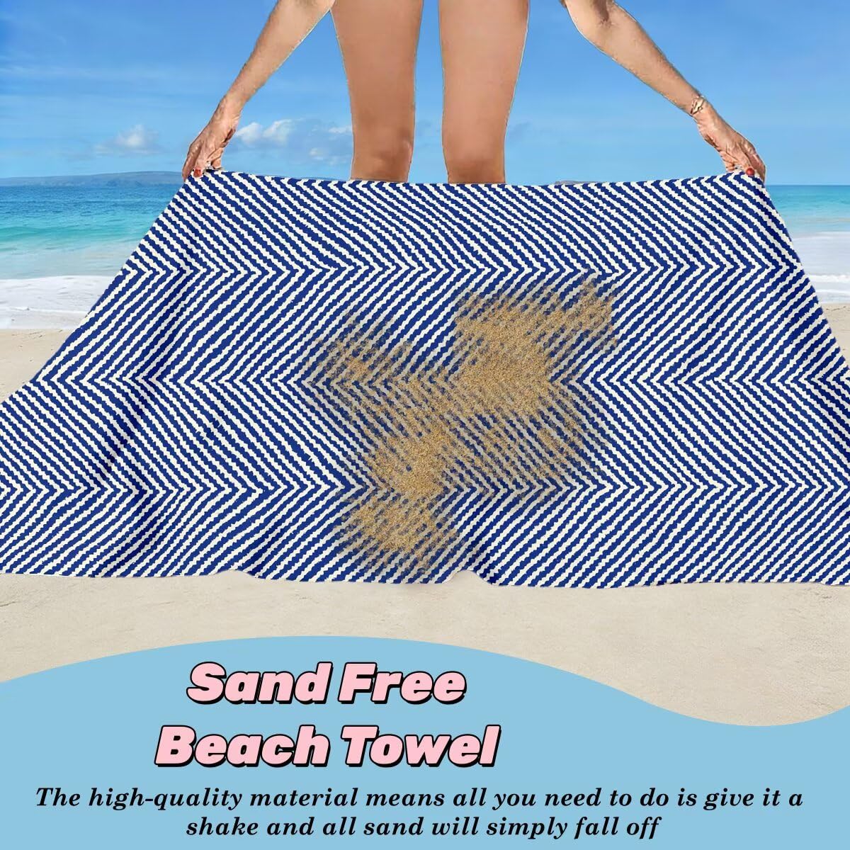Toalla Playa 80x160 cm, Toalla Gimnasio Microfibra Secado Rapido, Juego de 2 Antiarena Toallas de Playa, Ligera Compacta Toallas Microfibra Grande para Viaje, Regalo Hombre Regalo Mujer (Azul) -3825