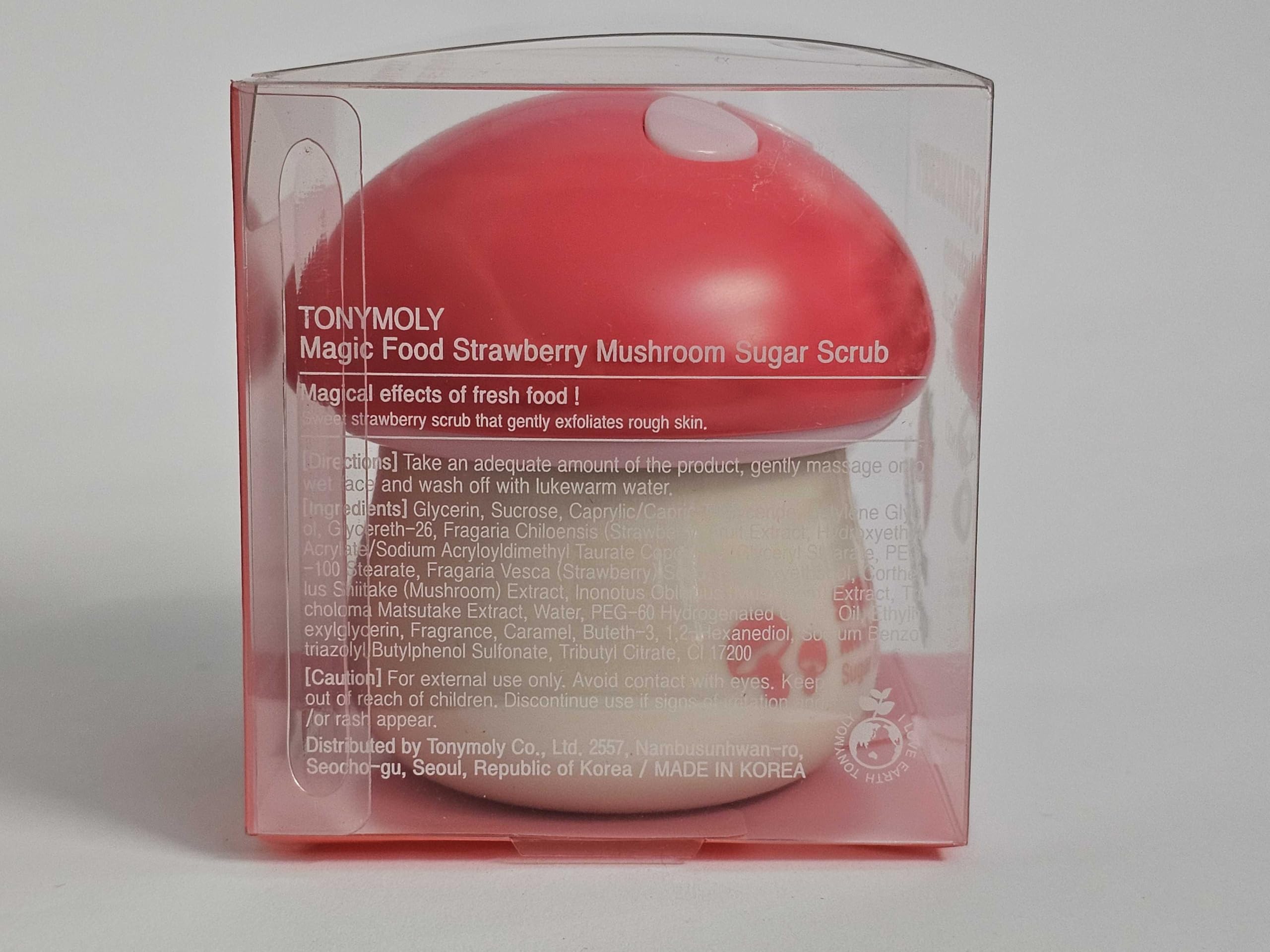 TONYMOLY Strawberry Mushroom Sugar Scrub – Exfoliating Face & Body Scrub with Strawberry & Mushroom Extracts, Sugar Granules & Vitamin C for Smooth, Hydrated, Radiant Skin, 2.37 fl oz