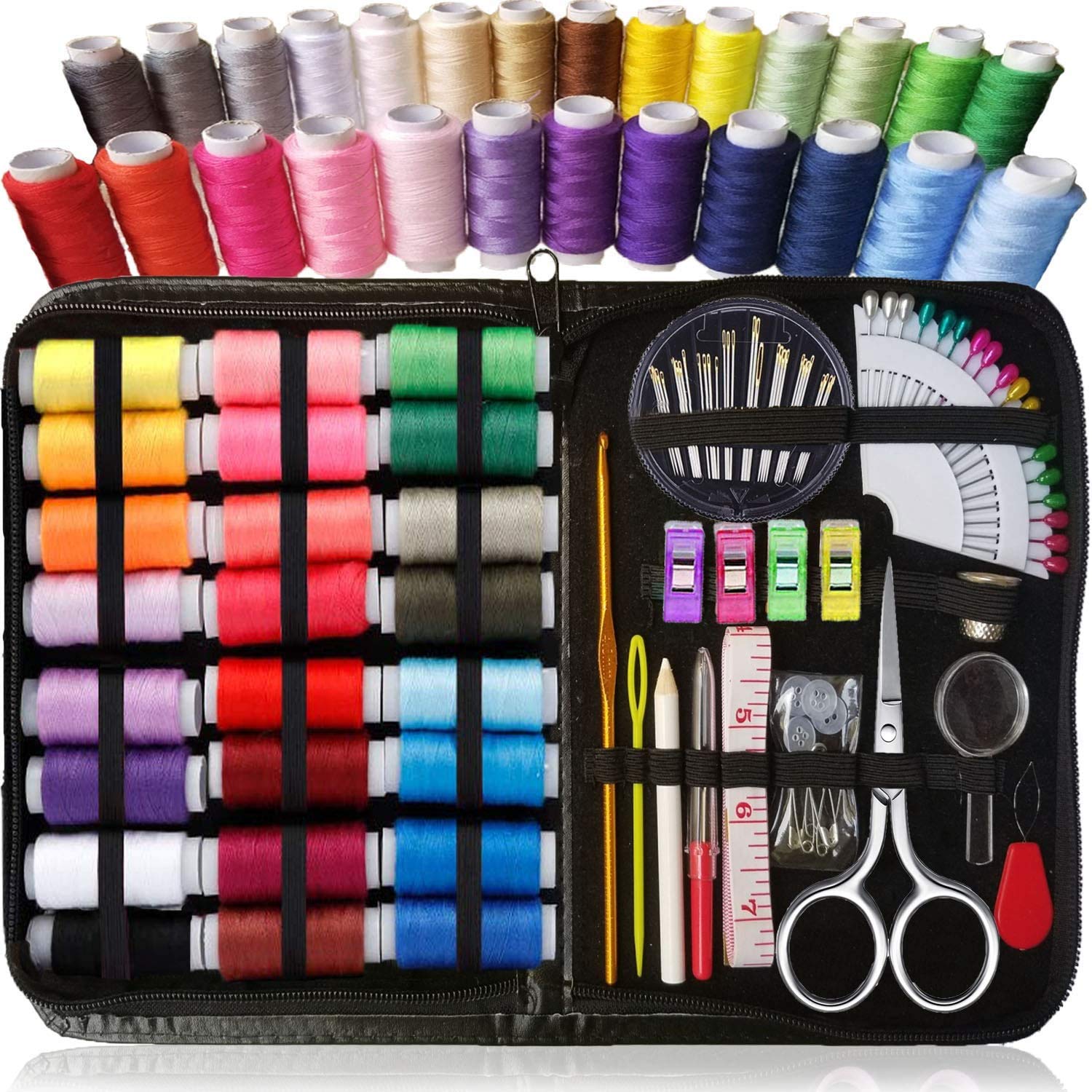 KIT DE COUTURE, plus de 100 fournitures de couture de qualité supérieure, 30 XL bobines de fil - Bonus: 20 couleurs les plus uti