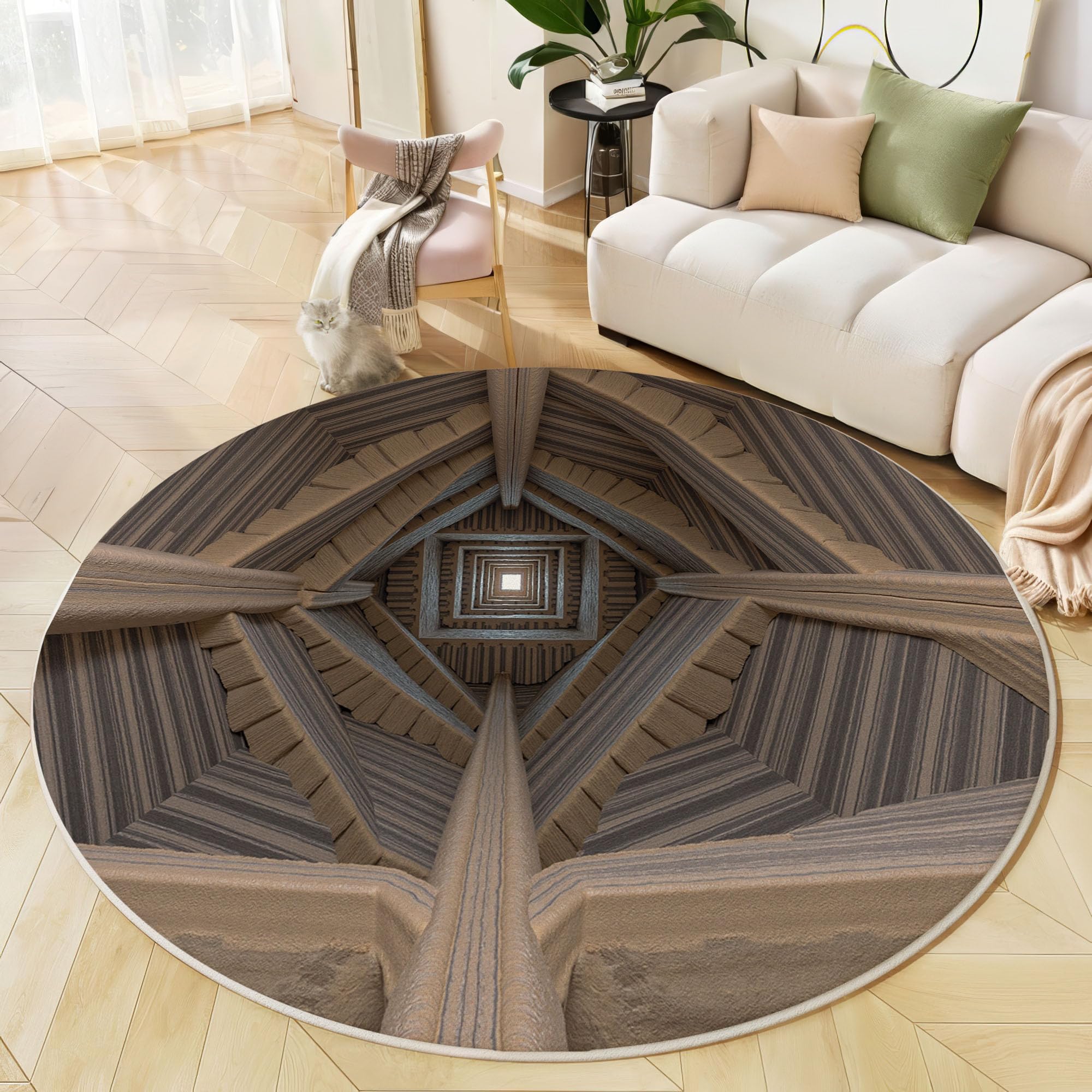 Tapis 3D illusion d'optique marron pour sublimer le salon ou la chambre