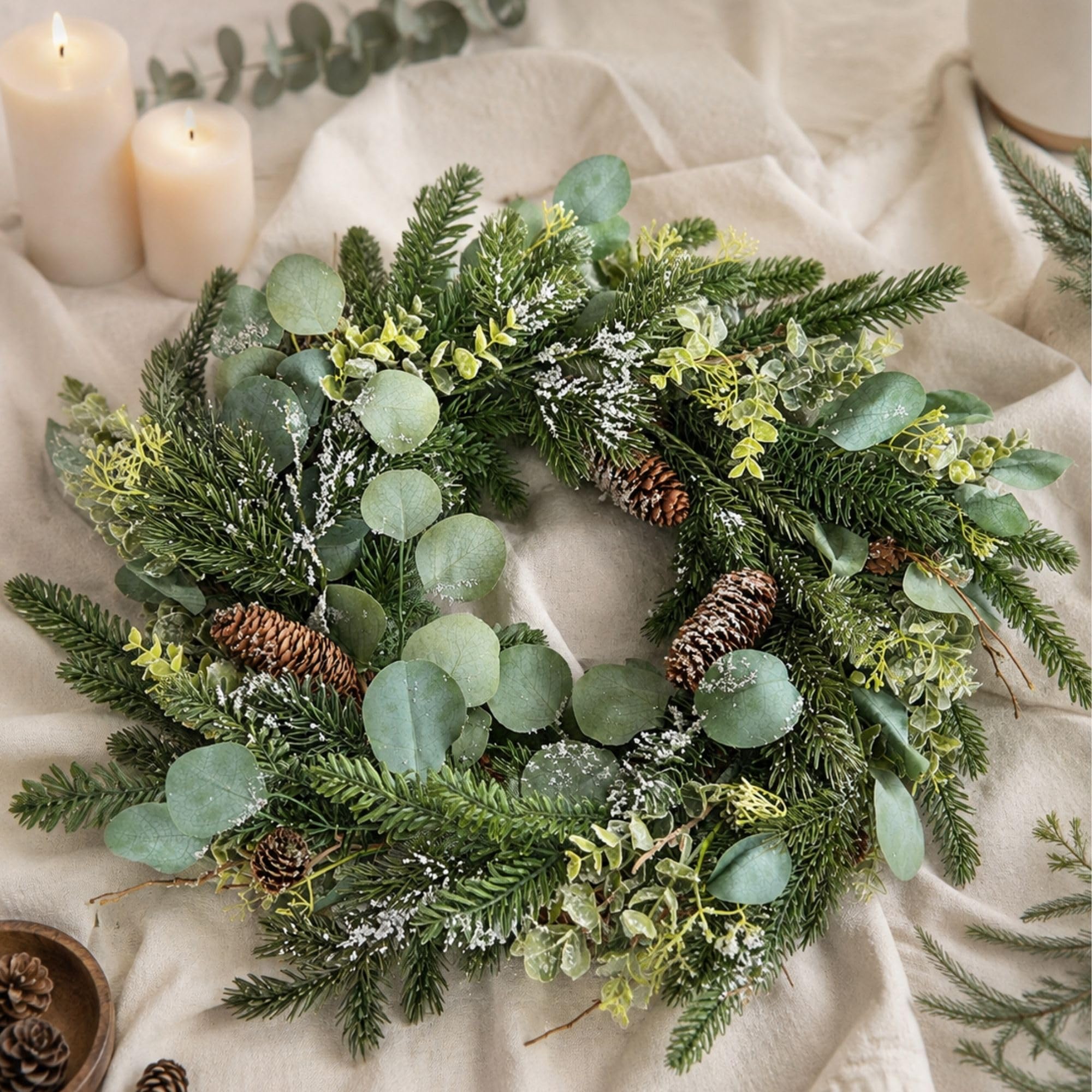 Weihnachtskranz Türkranz künstlich, Adventskranz wie echt, ∅70cm