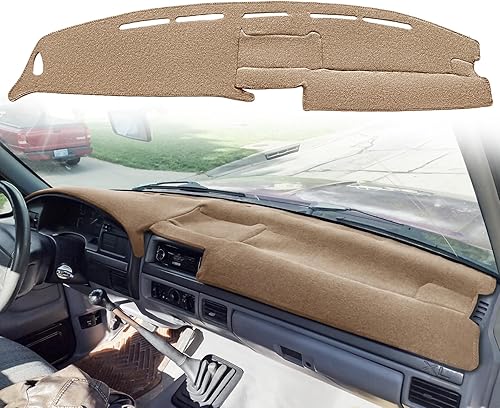 Yiz Cubierta de salpicadero para Ford F150 F250 F350 Bronco 1992 1993 1994 1995 1996 1997 (92-97 beige) J20