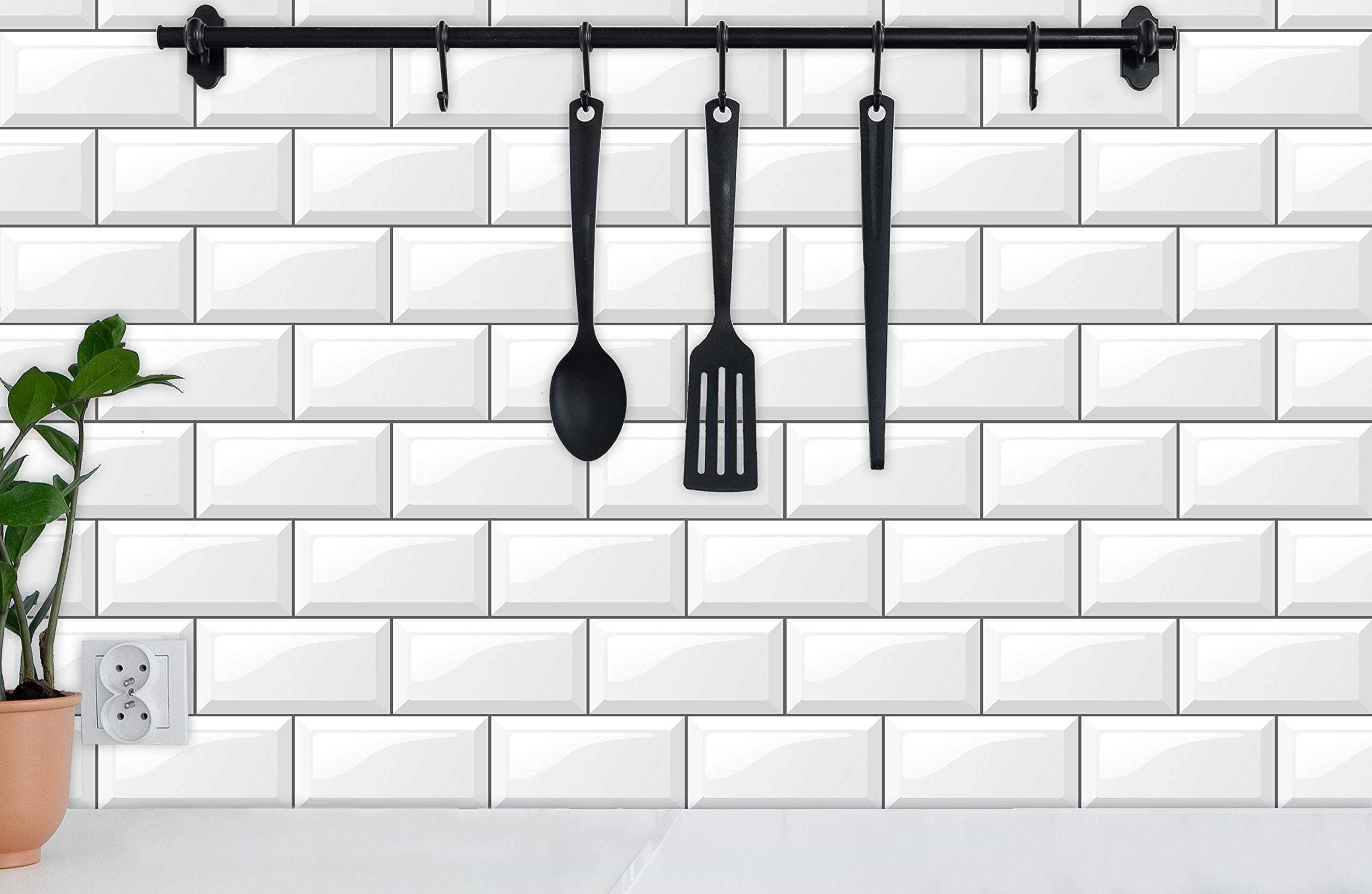 Oedim - Adesivi in vinile effetto piastrelle del Metro di Londra (Subway Titles) | Vinile ecologico | Vinile laminato lucido | 4 panni da 105 x 60 cm | Protezione per la parete della cucina |