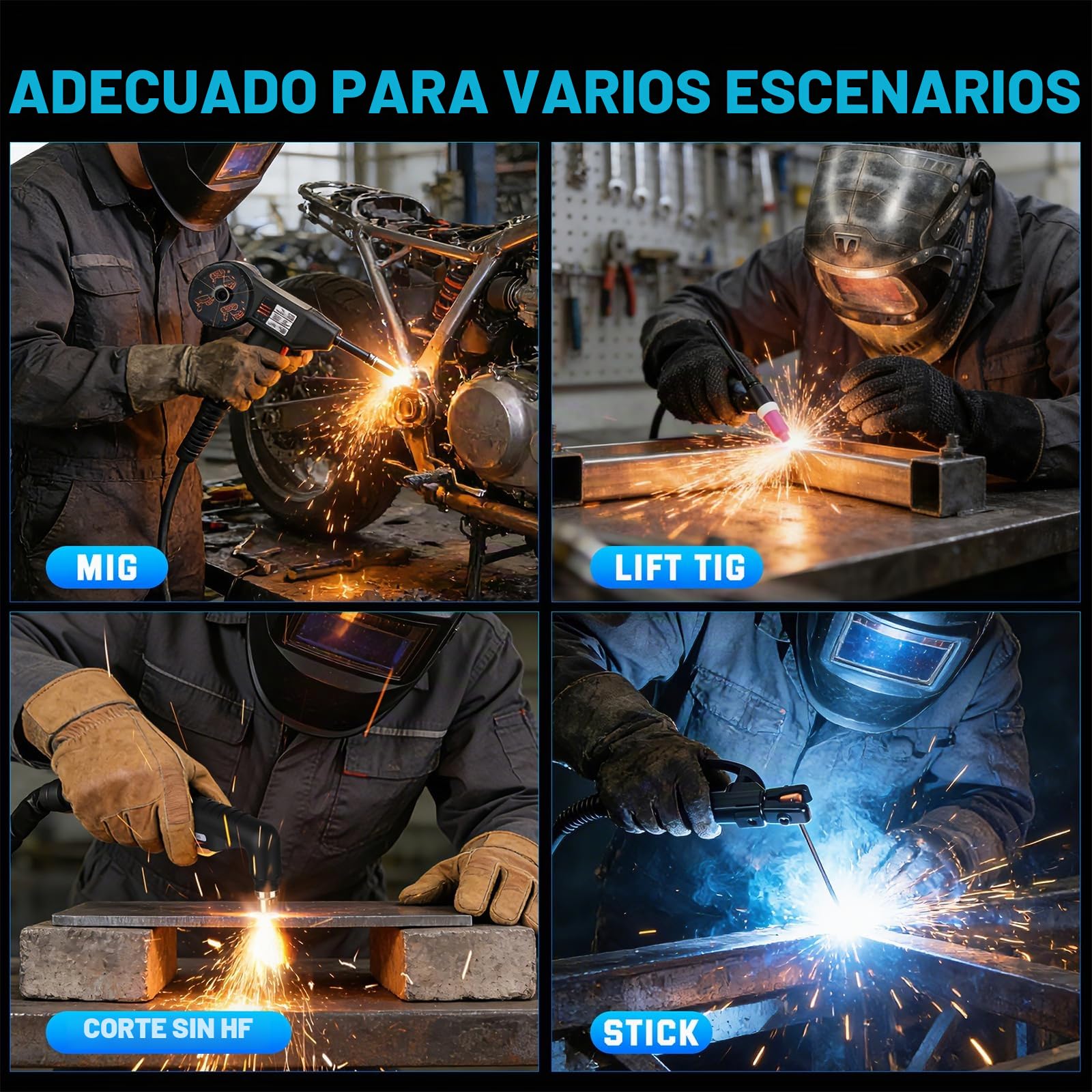Reboot Soldador Aluminio 7 en 1 – MIG, TIG, MMA, Plasma y Puntos | Incluye Pistola Bobina y Antorcha TIG. Cortador Plasma 30A Non-HF. Para Coche, Taller y Exterior | Incluye pistola de bobina y quemador TIG