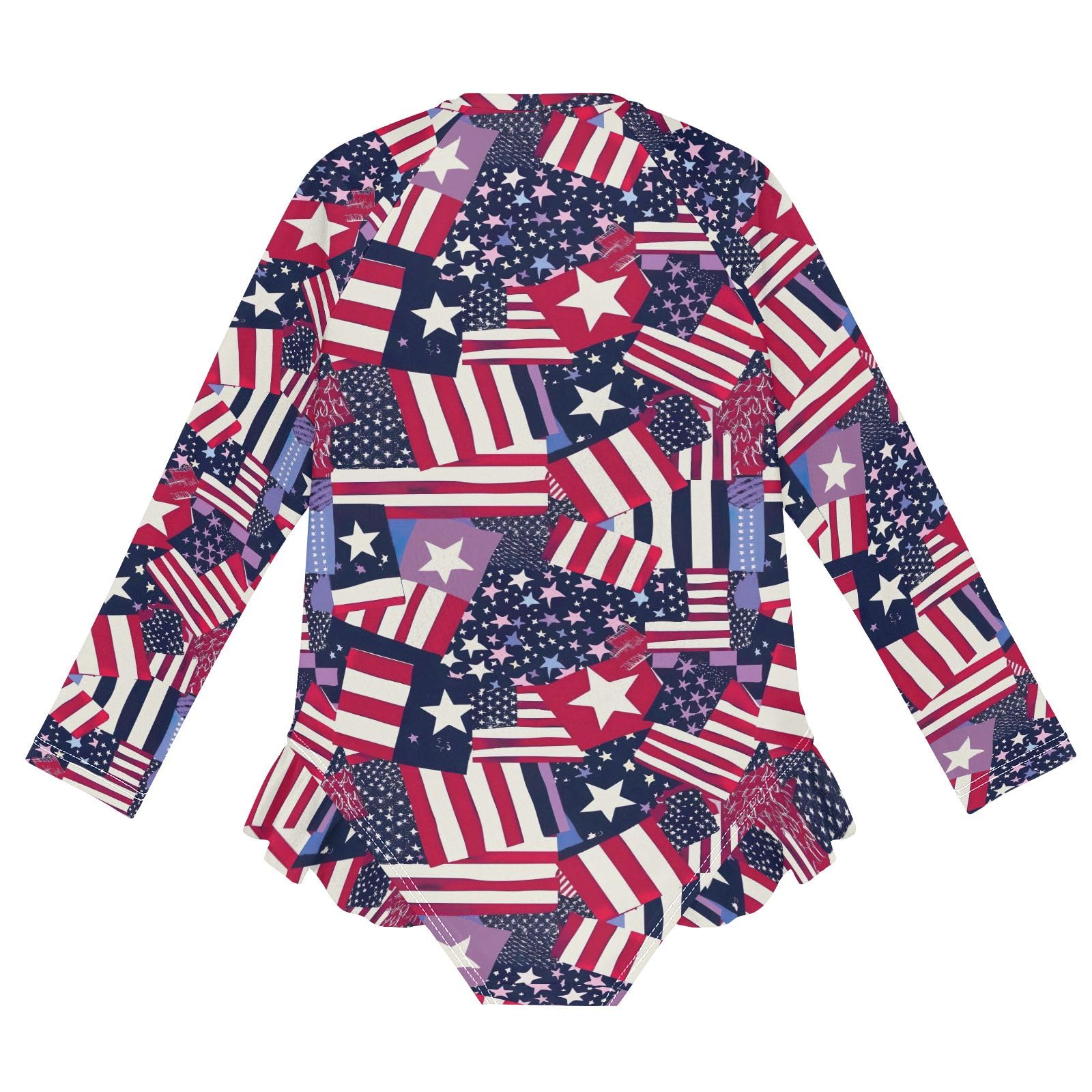 CHIFIGNO Quick Dry Girls Swimsuit One Piece American Flag Stripes and Stars Rashguard UPF 50+ Sport Bathing Suit Girls' Swimwear, 3T