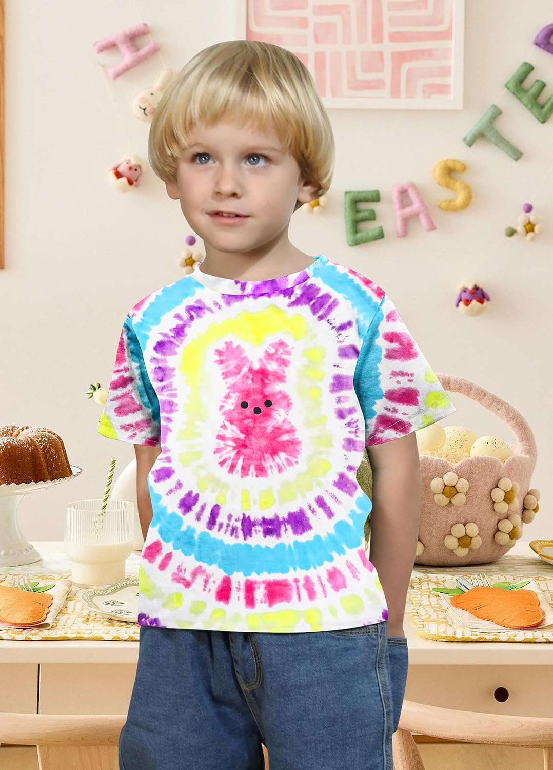 Toddler Easter Shirt for Boys Girls:Funny Rabbit Graphic Printed Tee Cute Easter Casual Short Sleeve Gift Tops - Image 3