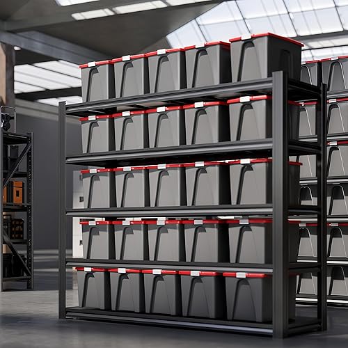 Miniatura 4 de Estantería de garaje de 84 pulgadas de alto, estantes de almacenamiento resistentes, 3500 libras, estantes de metal ajustables y almacenamiento para