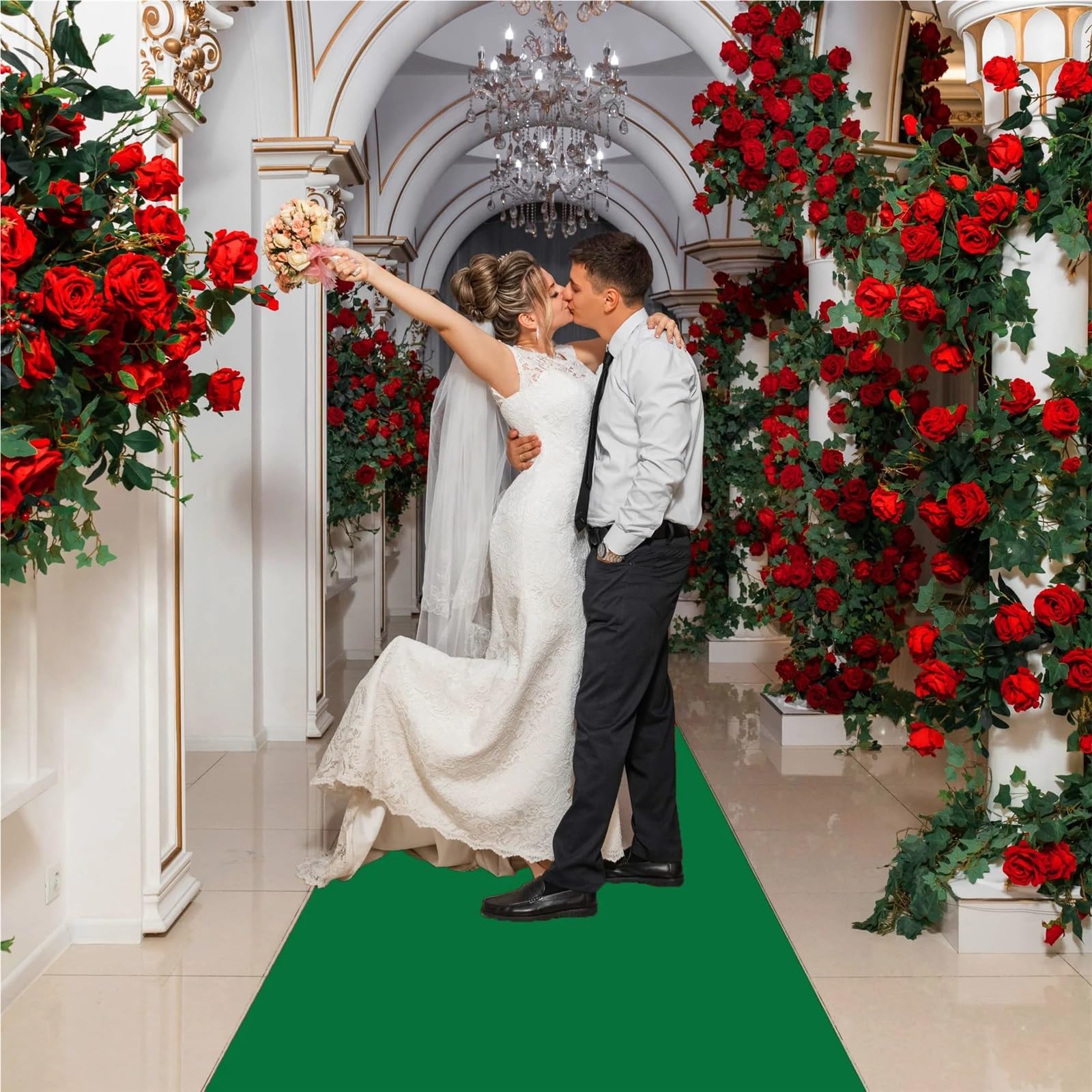 Tappeto Da Matrimonio Tappeto da matrimonio antiscivolo bianco rosso cerimonia palcoscenico(Black,3.0 m,1.2M)