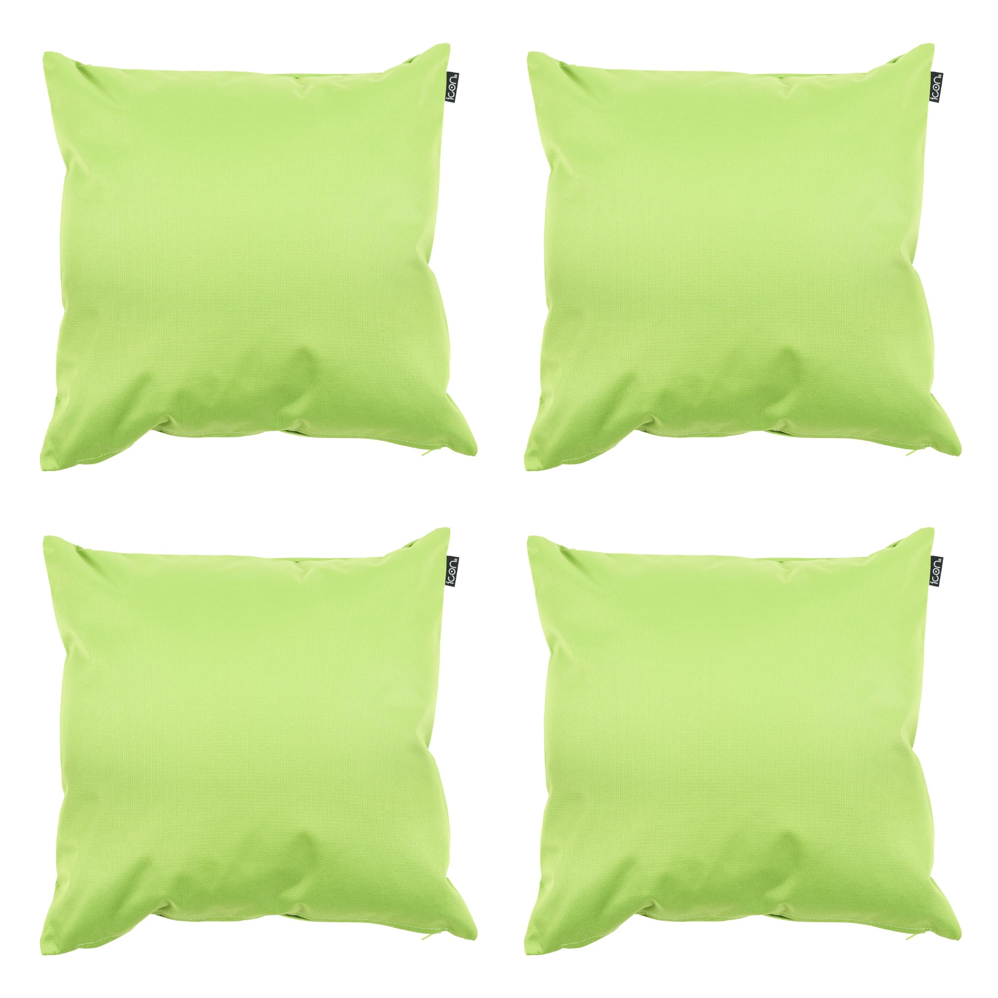 Bean Bag Bazaar Outdoor Cushions Filled, Plain Collection, Lime Green, Set of 4, 43cm x 43cm, Water Resistant, Green Outdoor Cushions for Garden Furniture, Garden, Patio