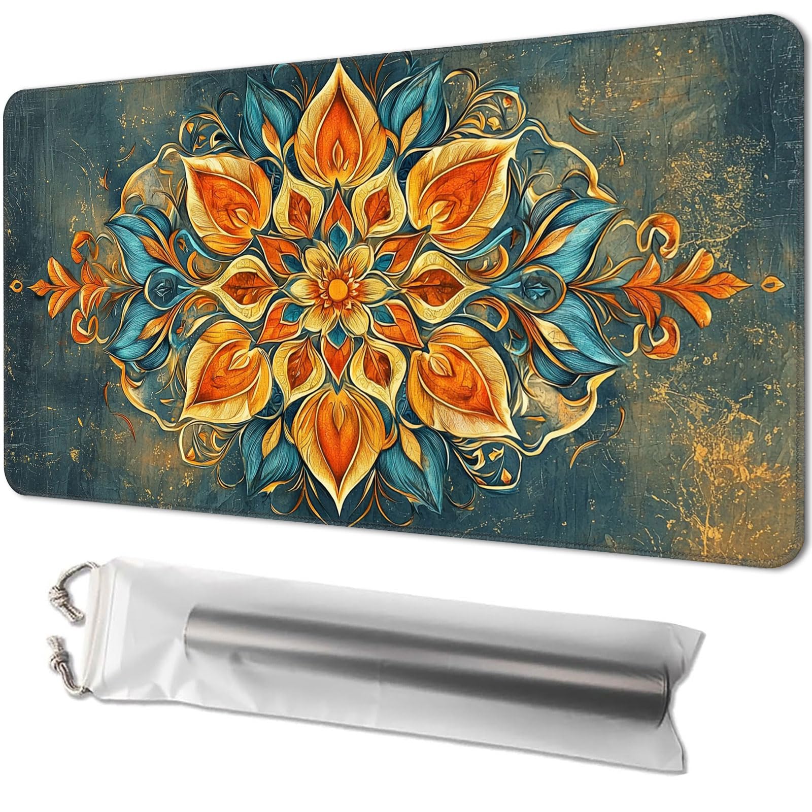 Playmat for TCG, with Free Storage Bags, Game Mat 24 x 14 inches, MTG and Board Game Mat for Cards, Ideal for Card Game Enthusiasts, Mandala