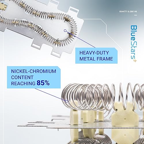 Miniatura 5 de BlueStars Elemento calefactor de secadora 8544771 y corte térmico 280148 (termostato de límite alto 8557403 y fusible térmico 8318314) - Para